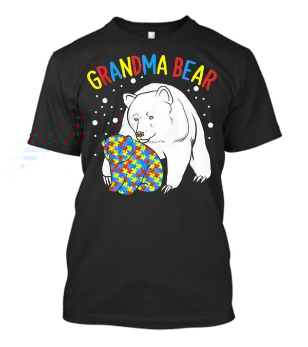 Grandma Bear Autism Puzzle Pattern Hugging Cubs T-Shirt