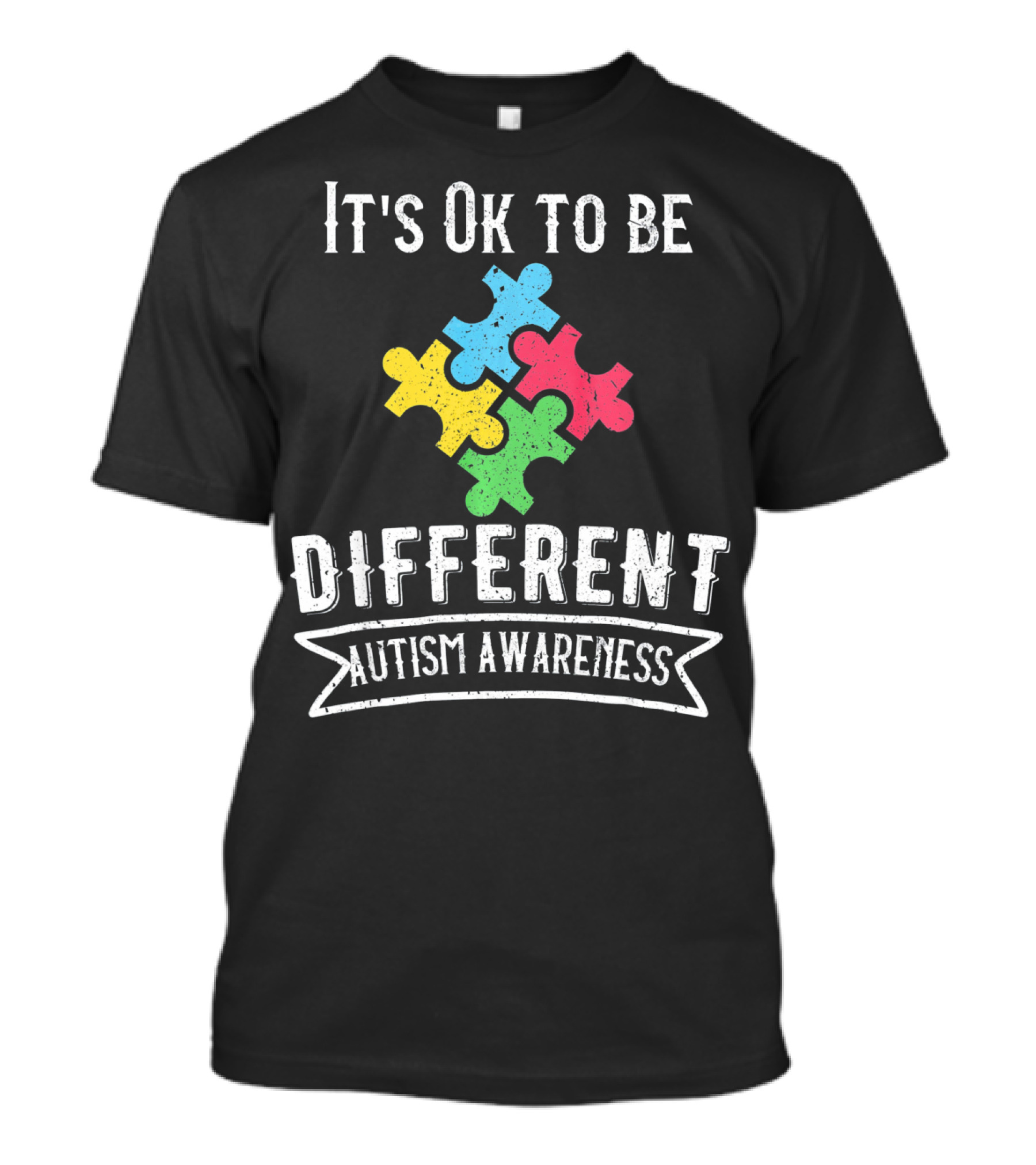It's Ok To Be Different Autism Awareness Puzzle Pieces T-Shirt