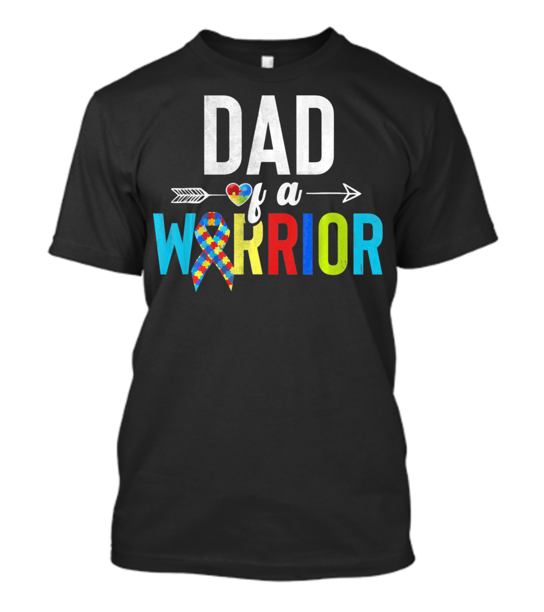 Dad Of A Warrior Autism Puzzle Heart T-Shirt