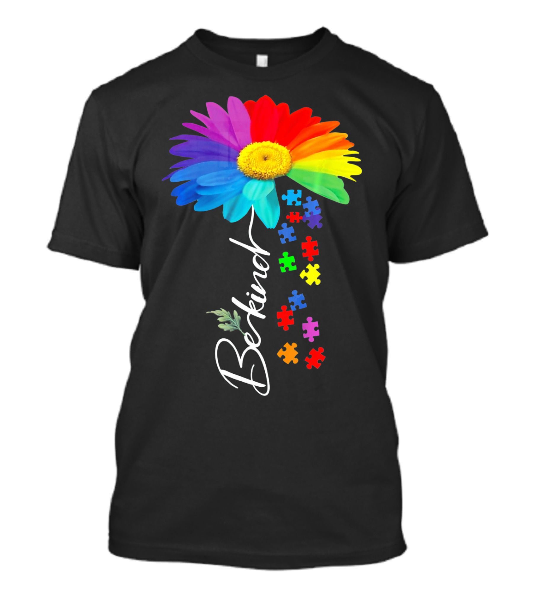 Be Kind Autism Awareness Sunflower Puzzle Unity T-Shirt