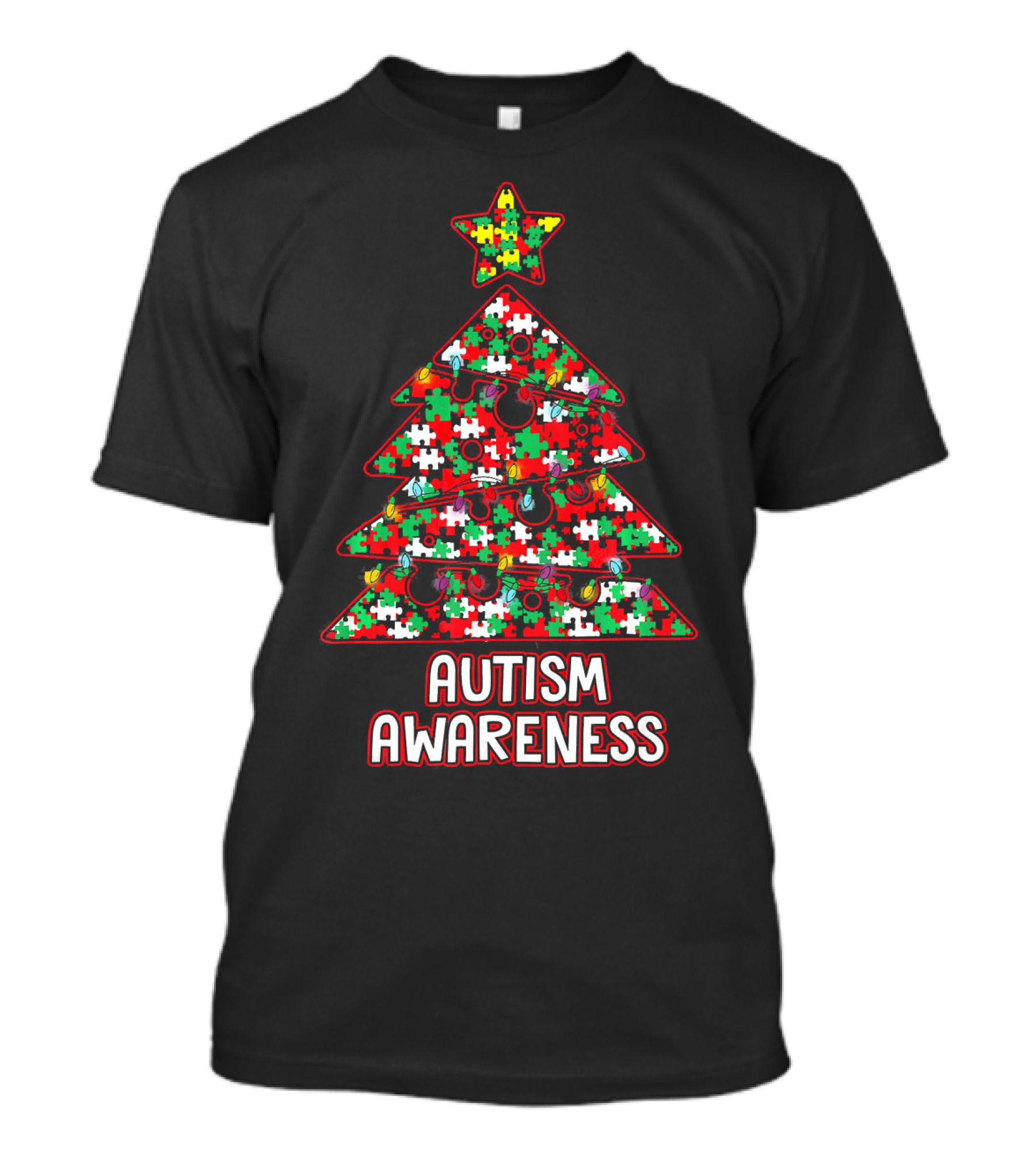 Christmas Puzzle Tree Autism Awareness T-Shirt