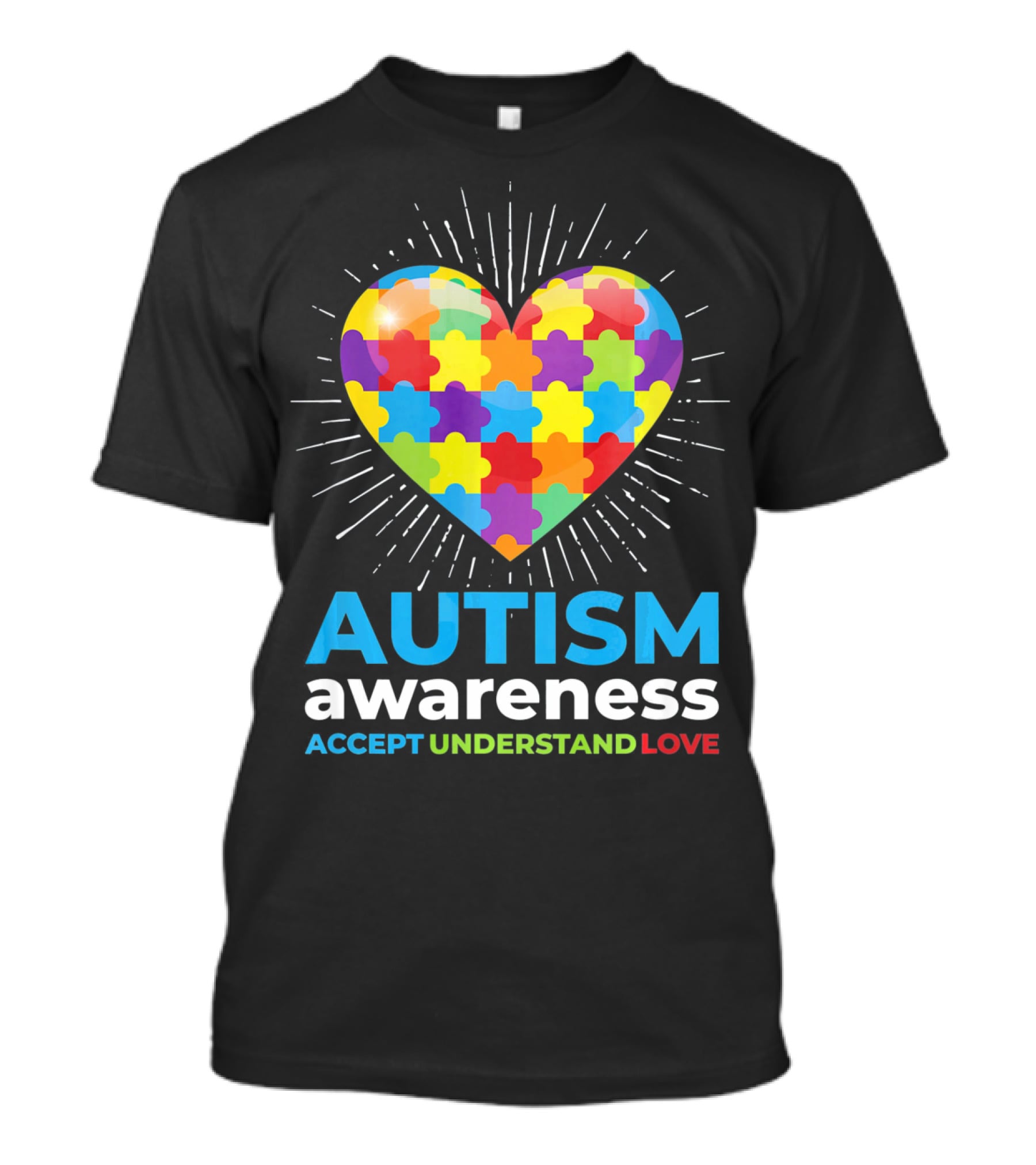 Autism Awareness Day Heart Puzzle Accept Understand Love T-Shirt
