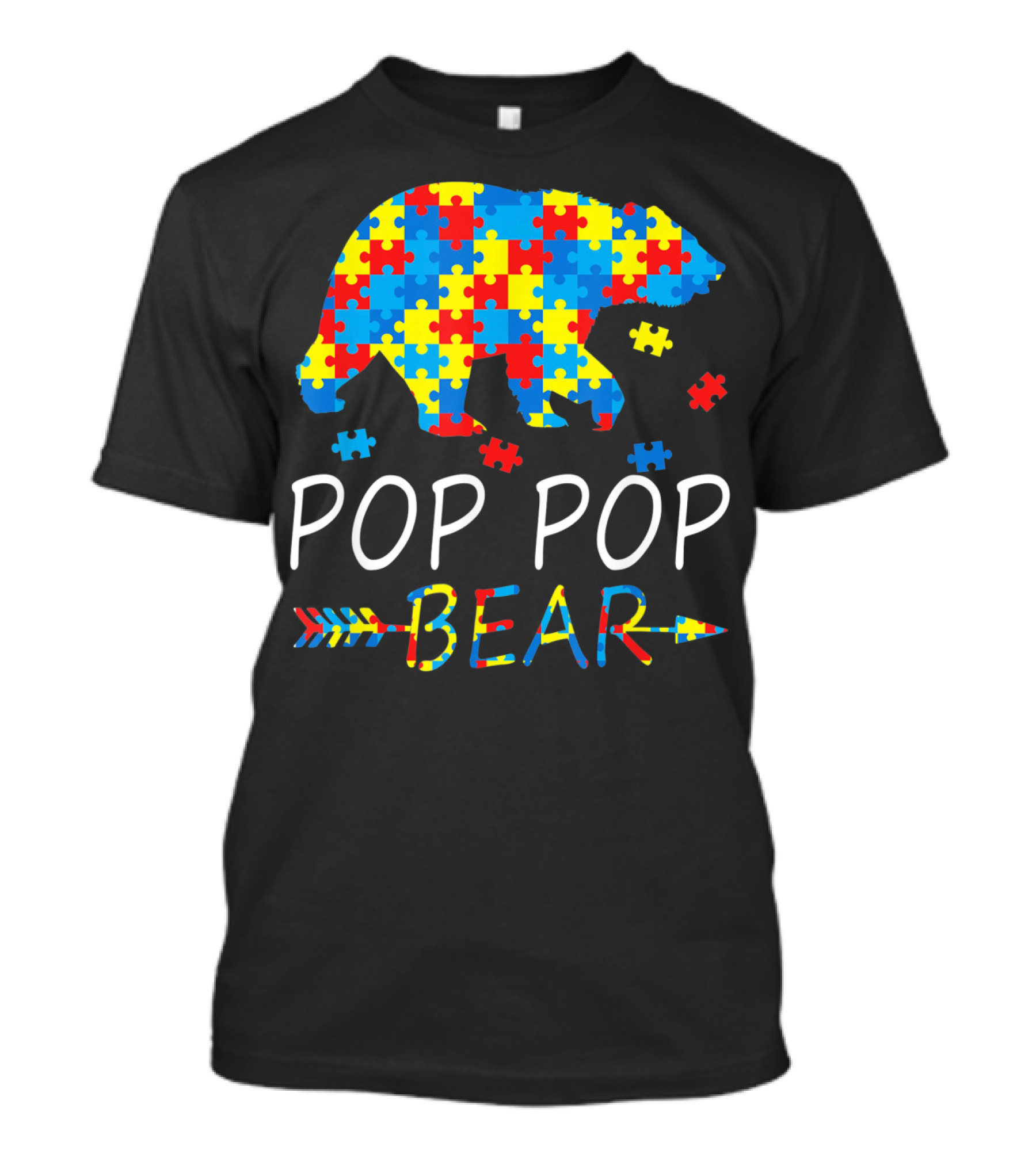 Pop Pop Bear Puzzle Autism Awareness Mens T-Shirt