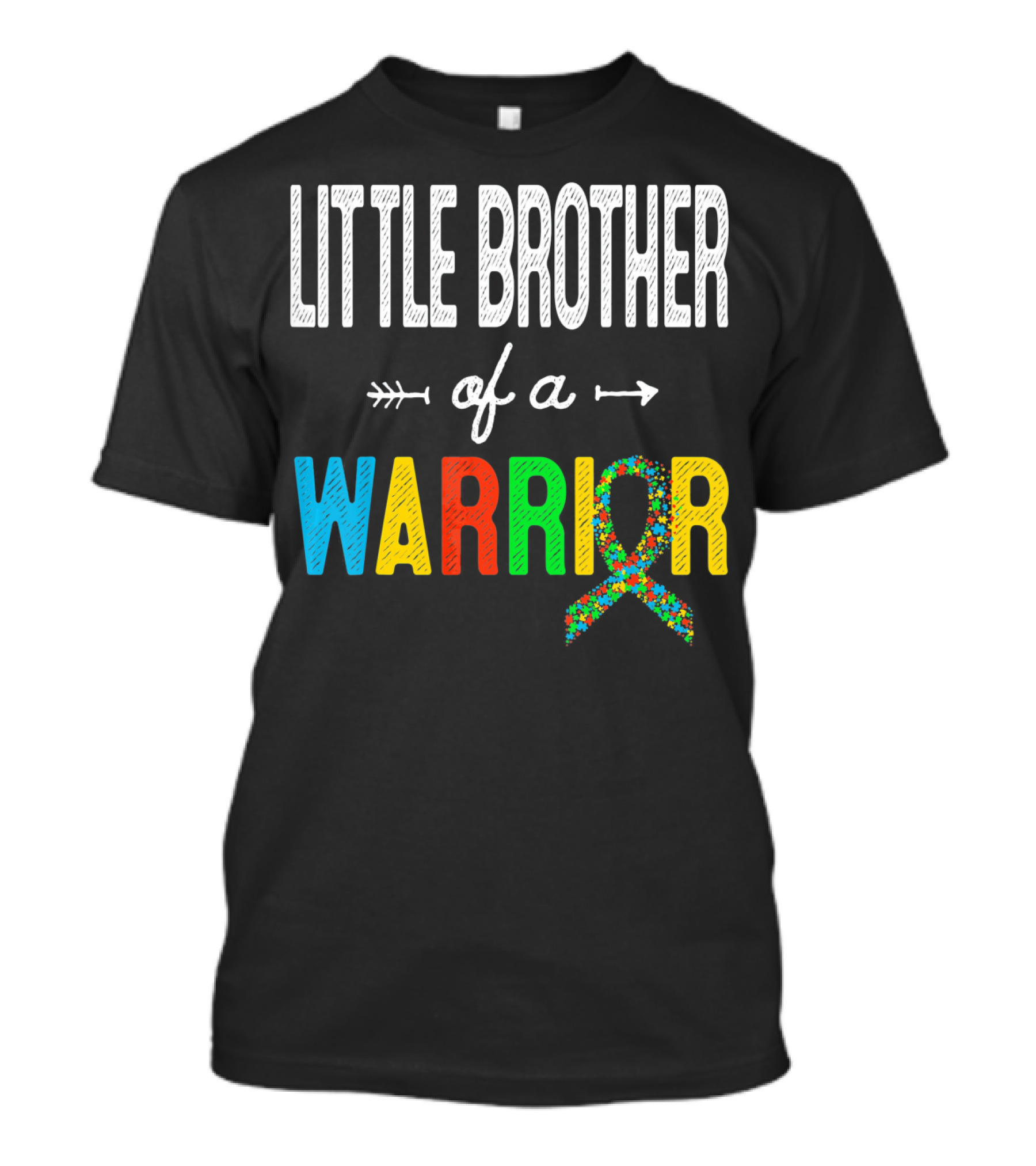 Little Brother Of A Warrior Autism Awareness Puzzle T-Shirt