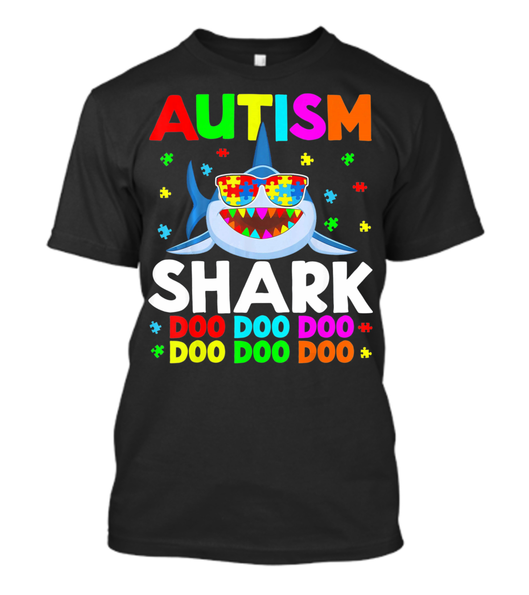 Autism Shark Doo Doo Doo Puzzle Autism Shark Sunglasses T-Shirt