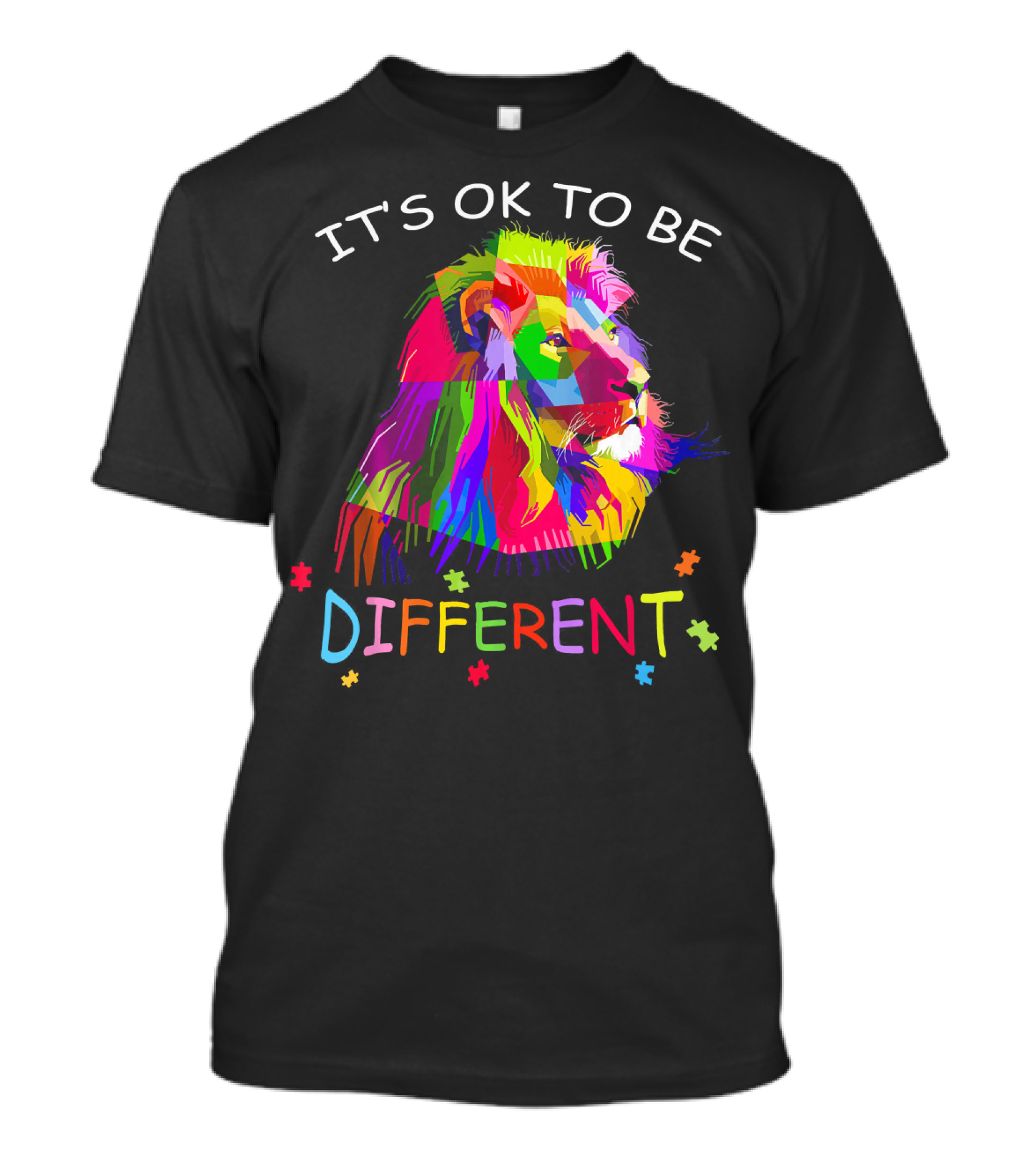 It's OK To Be Different Autism Awareness Colorful Lion T-Shirt