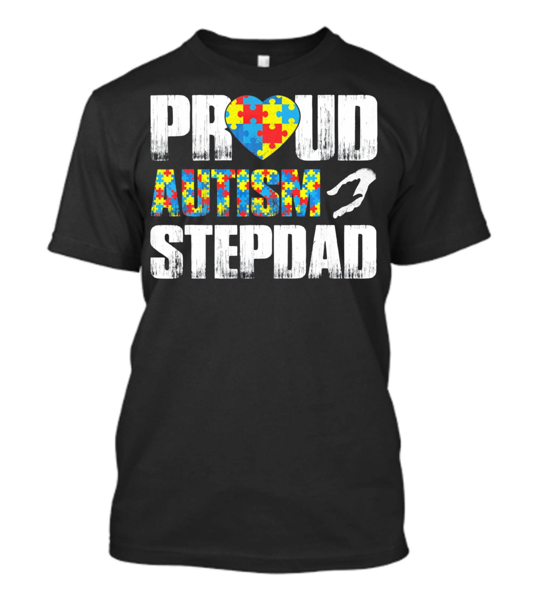 Proud Autism Stepdad Heart Puzzle T-Shirt