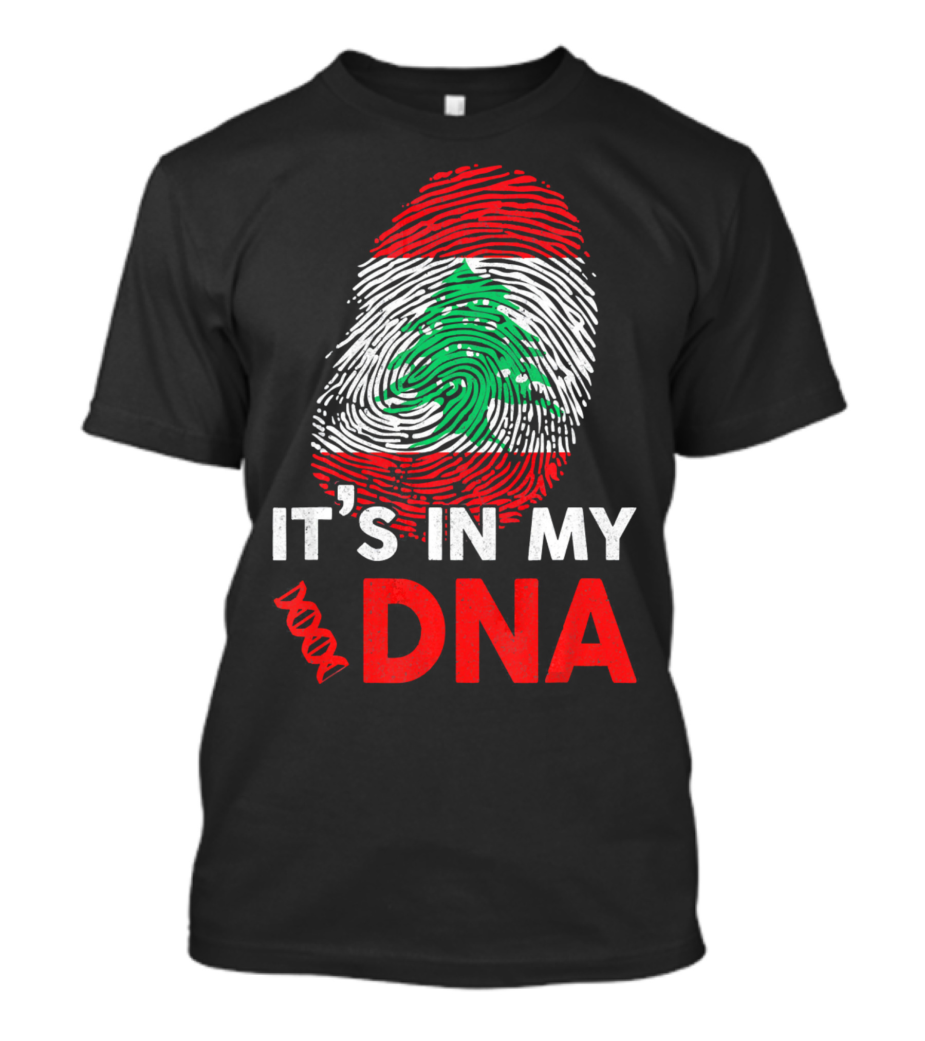 Lebanon It's In My DNA Lebanese Fingerprint Flag T-Shirt