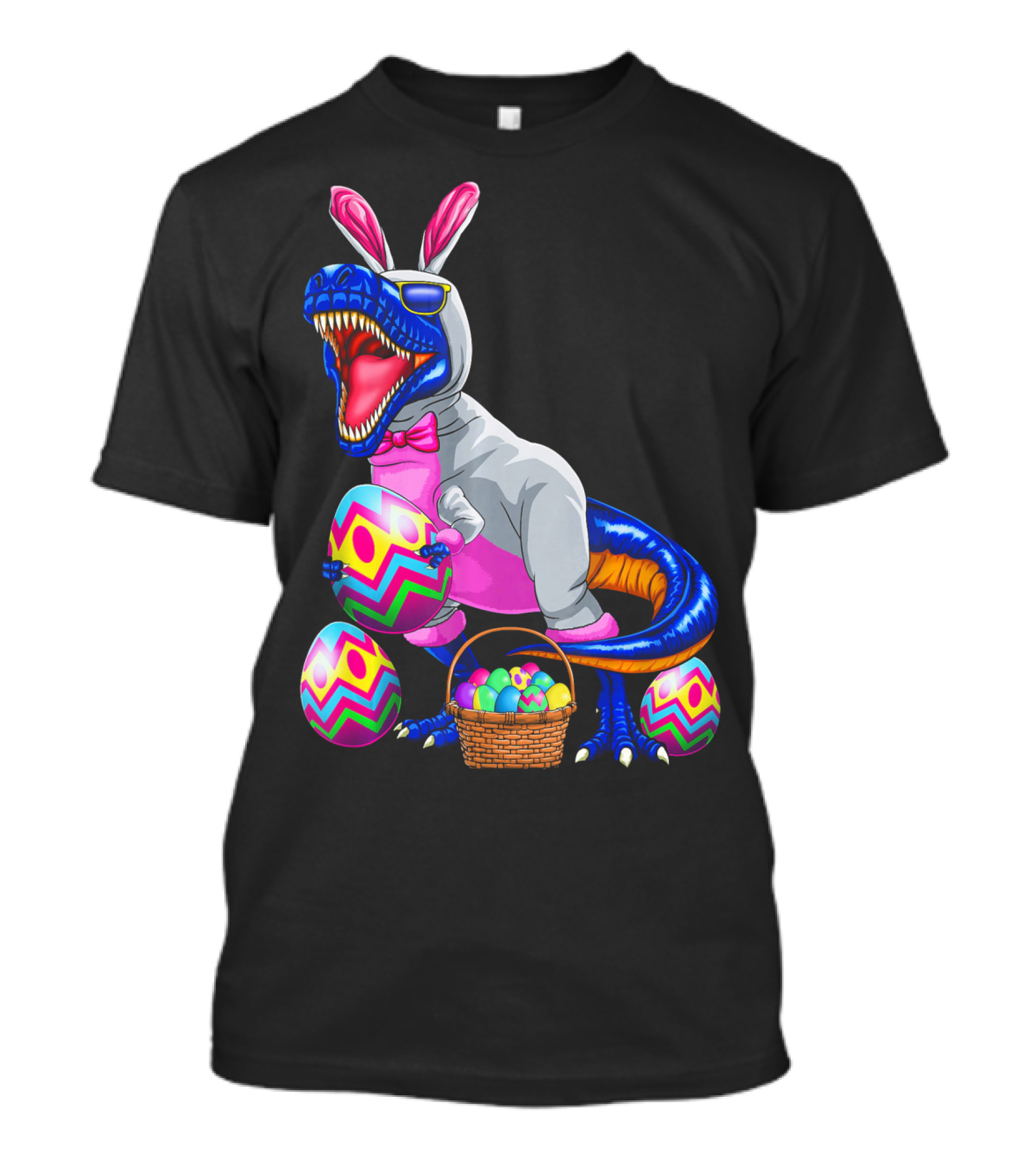 Easter Bunny T-Rex Dinosaur With Colorful Eggs T-Shirt