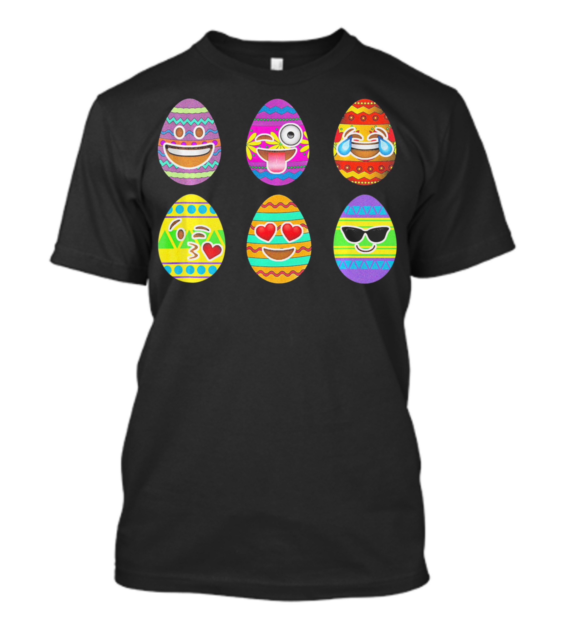 Funny Colorful Smiling Easter Eggs Emoji Faces T-Shirt