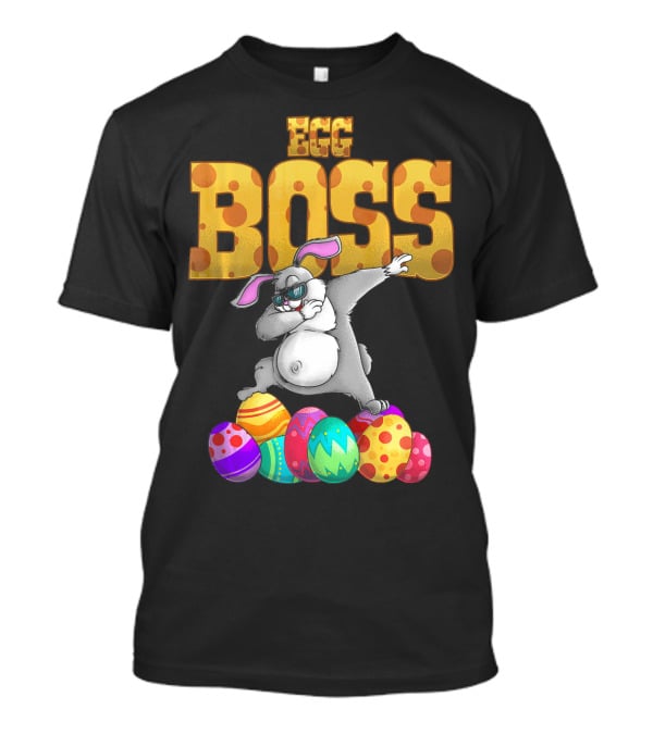 Egg Boss Cute Dabbing Easter Bunny With Colorful Eggs T-Shirt