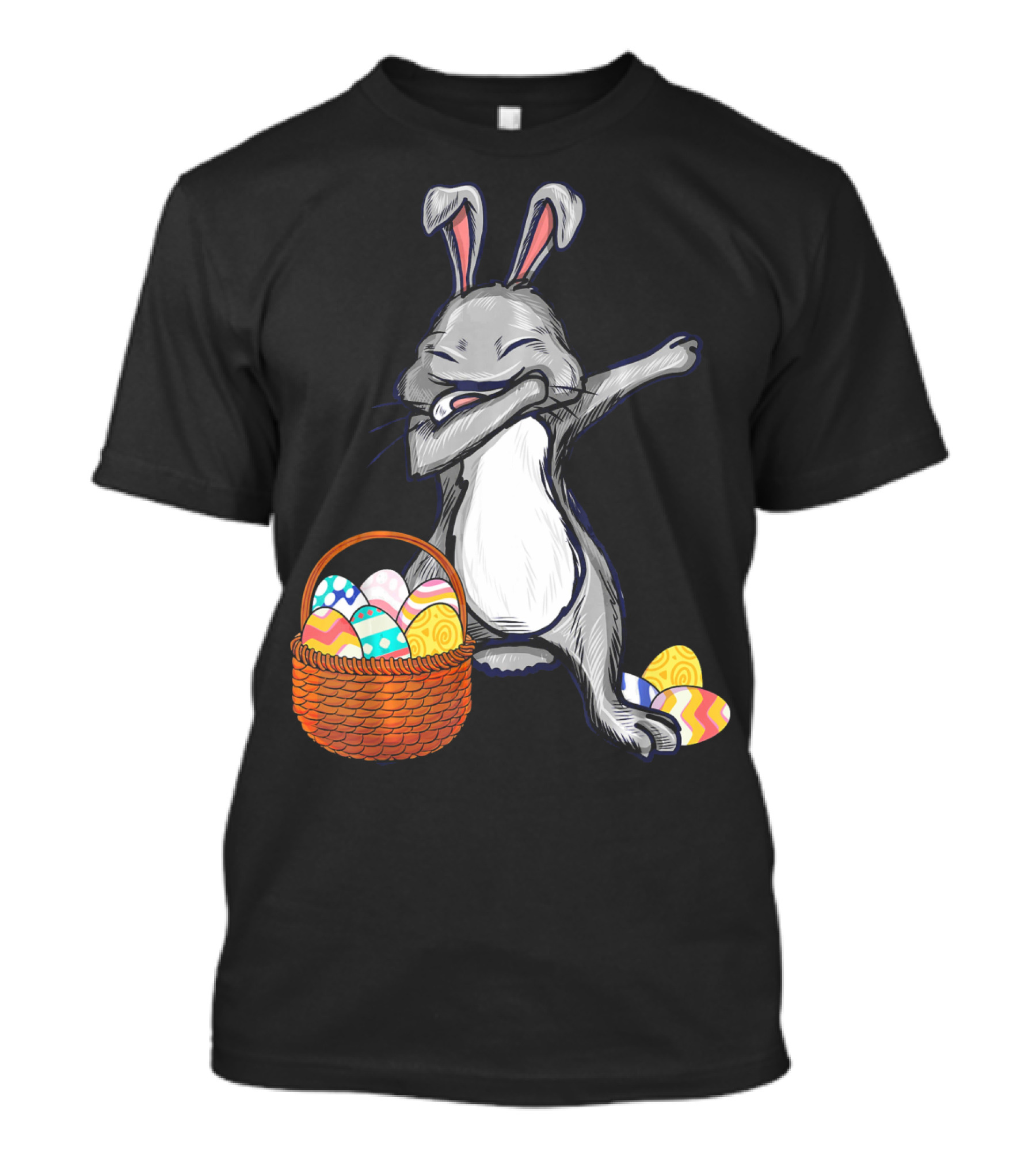 Dabbing Easter Bunny With Colorful Egg Basket T-Shirt