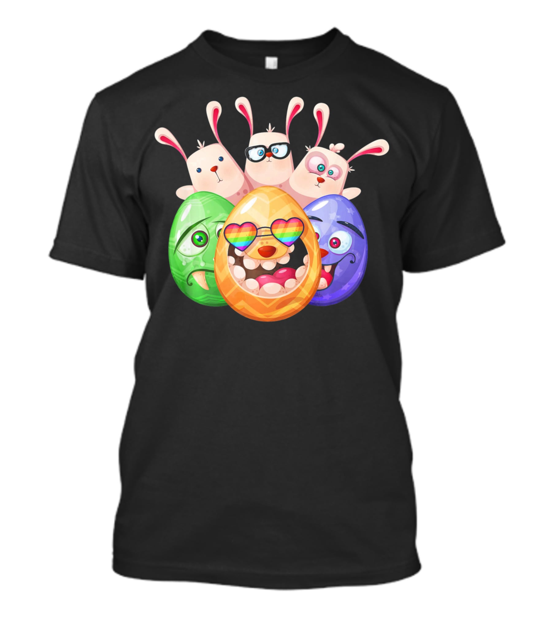Three Easter Emoji Eggs With Funny Bunny Rabbits T-Shirt