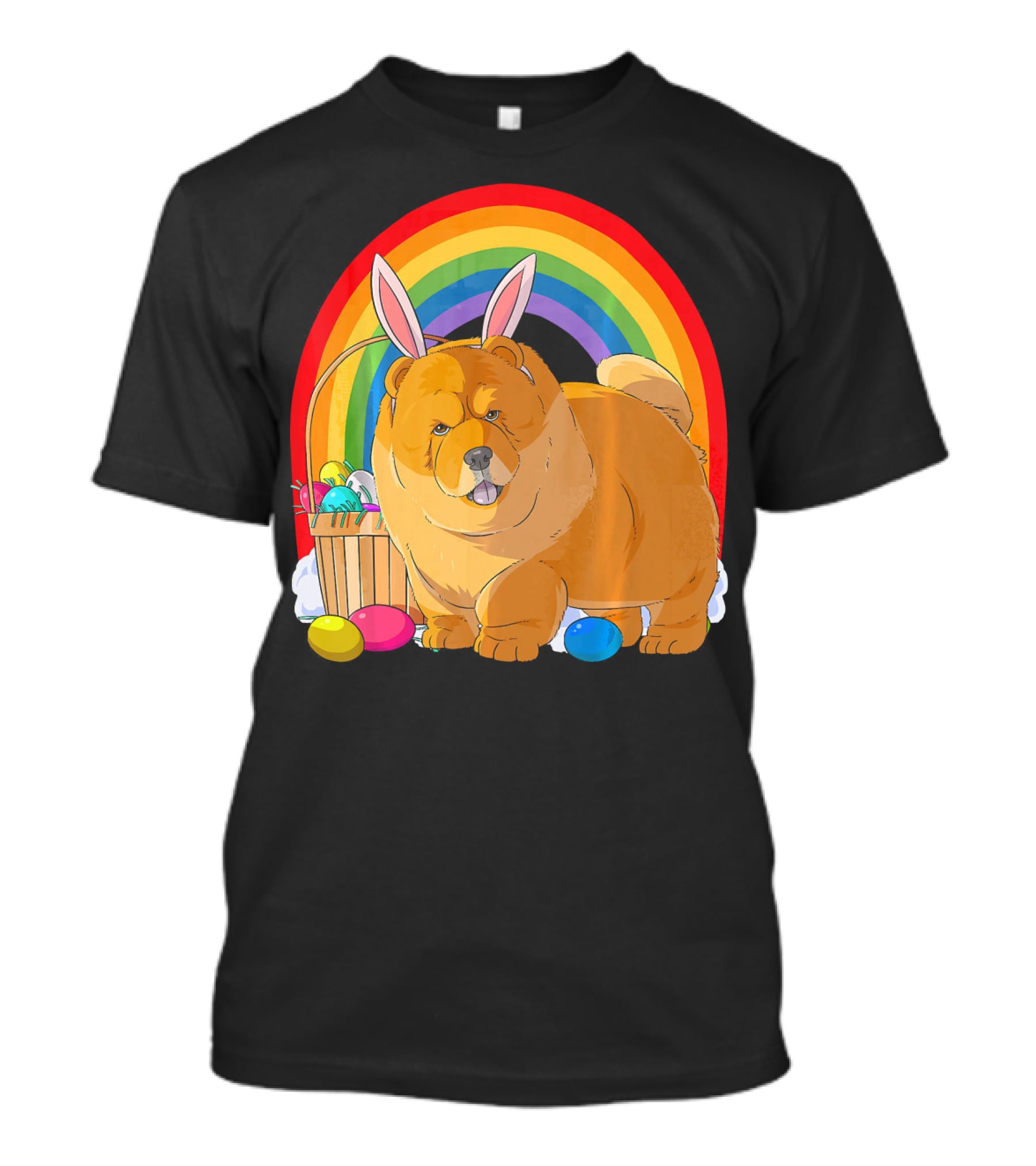 Easter Eggs Chow Chow Bunny Rabbit Dog Rainbow T-Shirt
