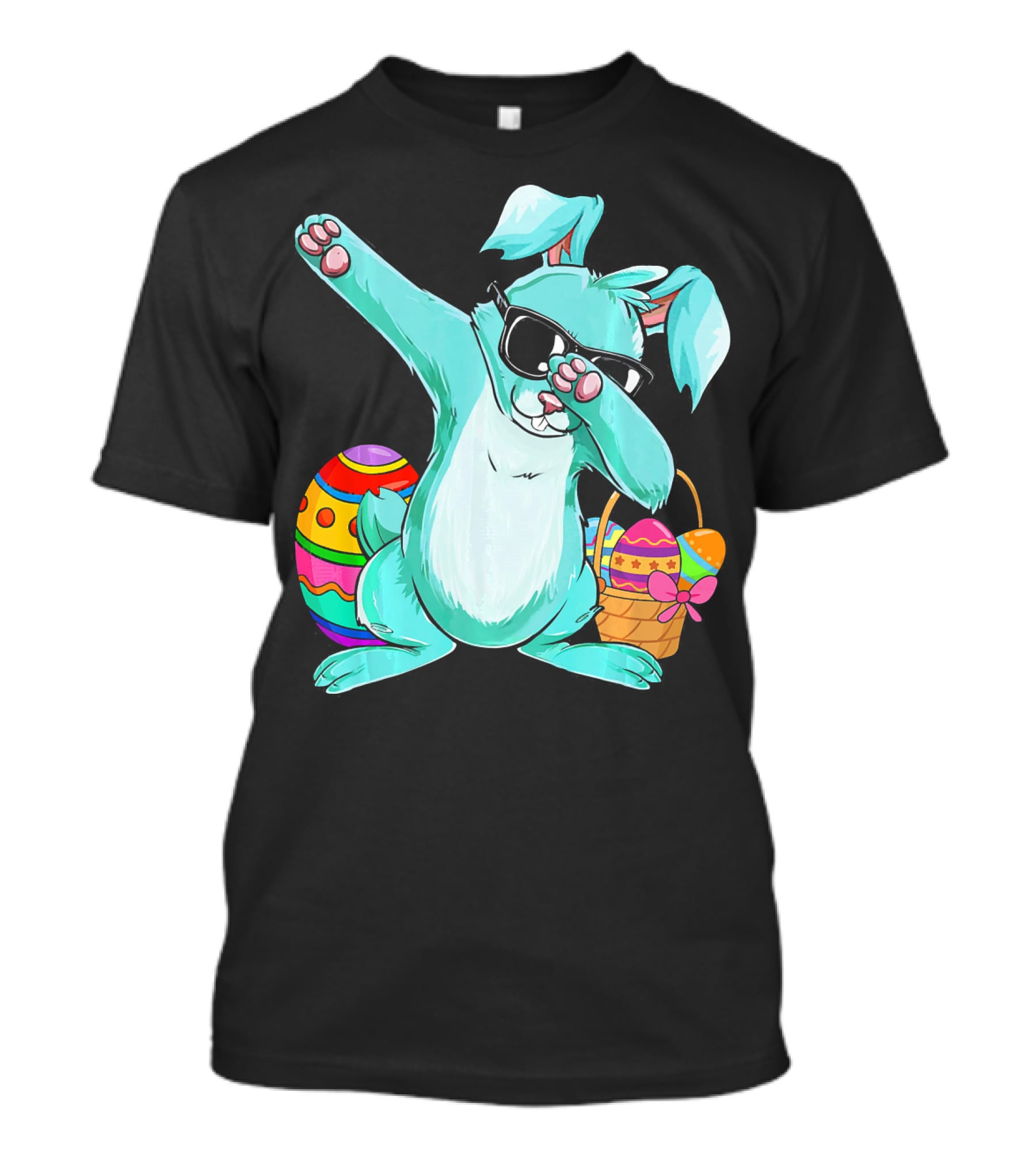 Bunny Dabbing Rabbit Funny Easter Day With Colorful Egg And Sunglasses T-Shirt