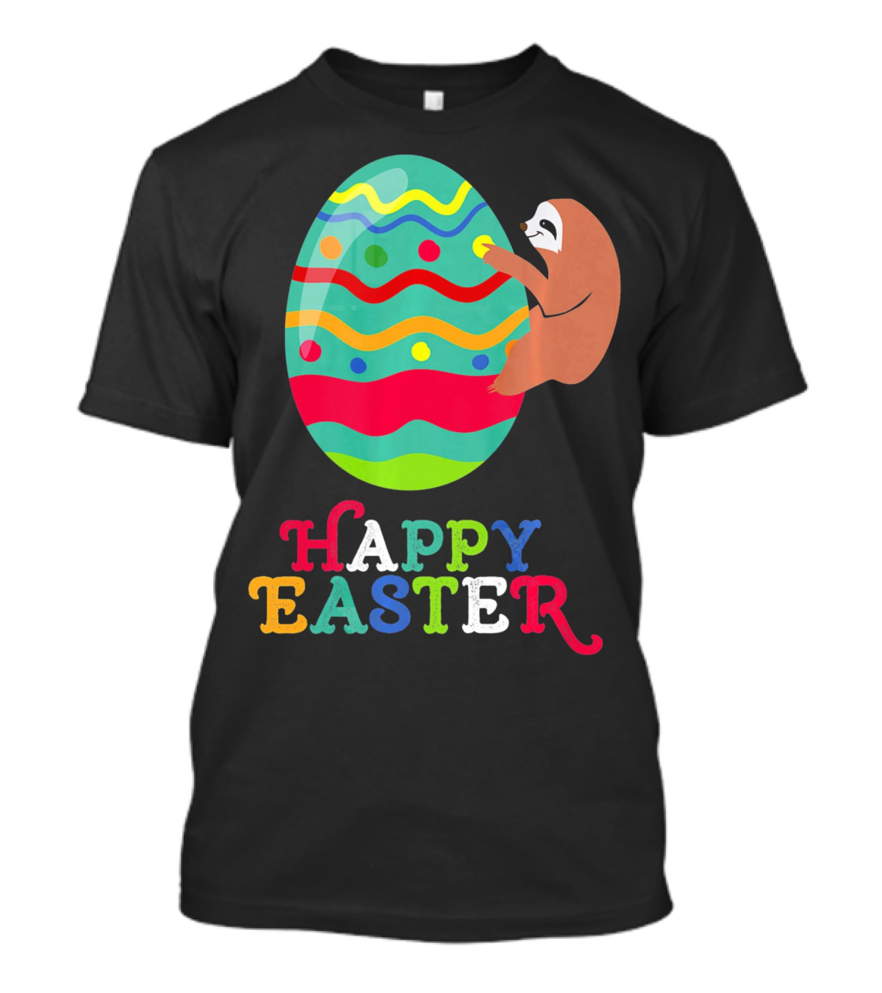 Happy Easter Sloth Colorful Egg T-Shirt