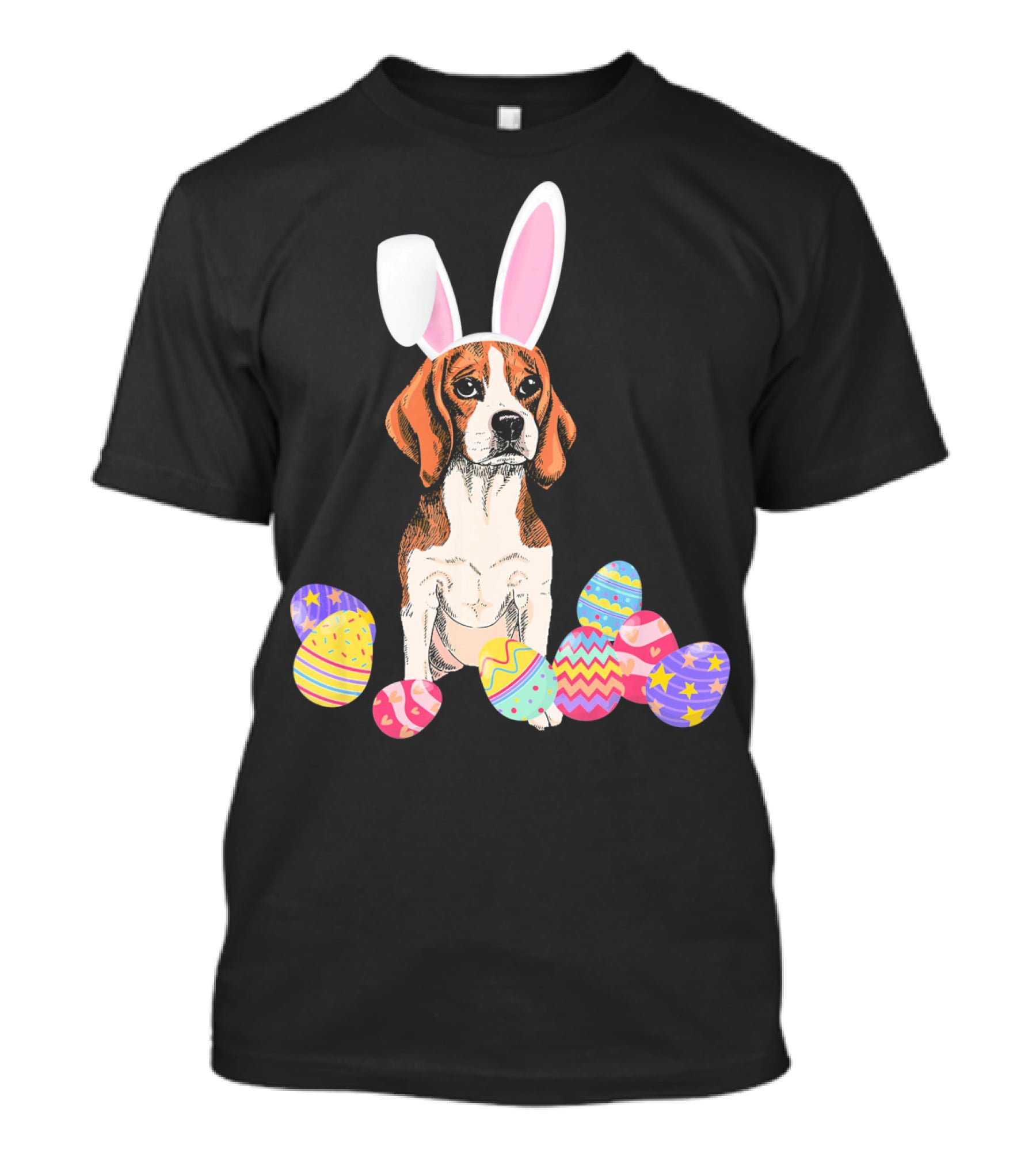 Beagle Bunny Rabbit Hat With Easter Eggs T-Shirt