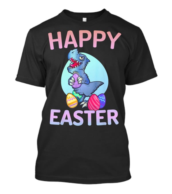 Happy Easter Dinosaur Rex With Colorful Eggs T-Shirt