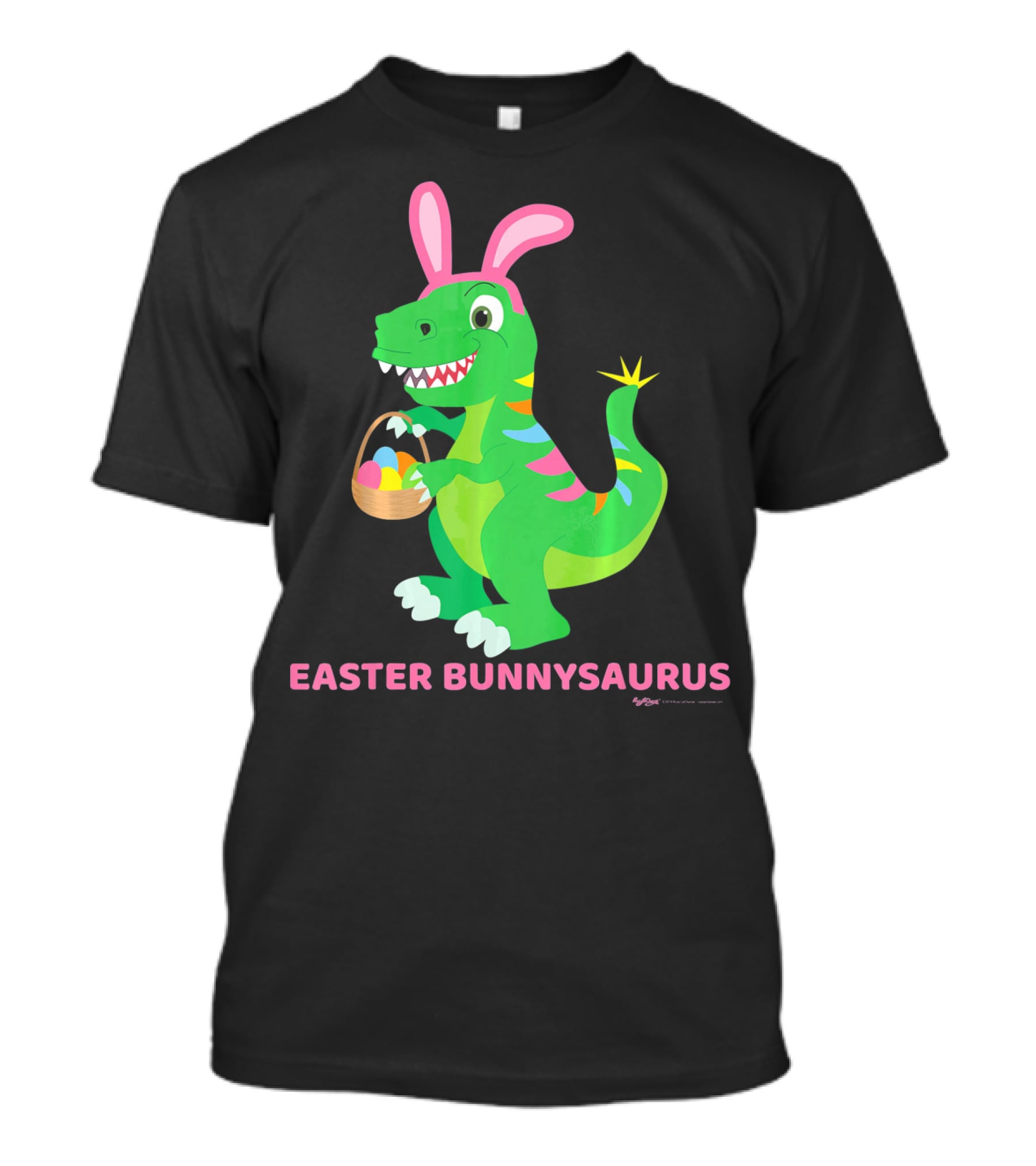 Easter Bunnysaurus Dinosaur With Bunny Ears And Egg Basket T-Shirt