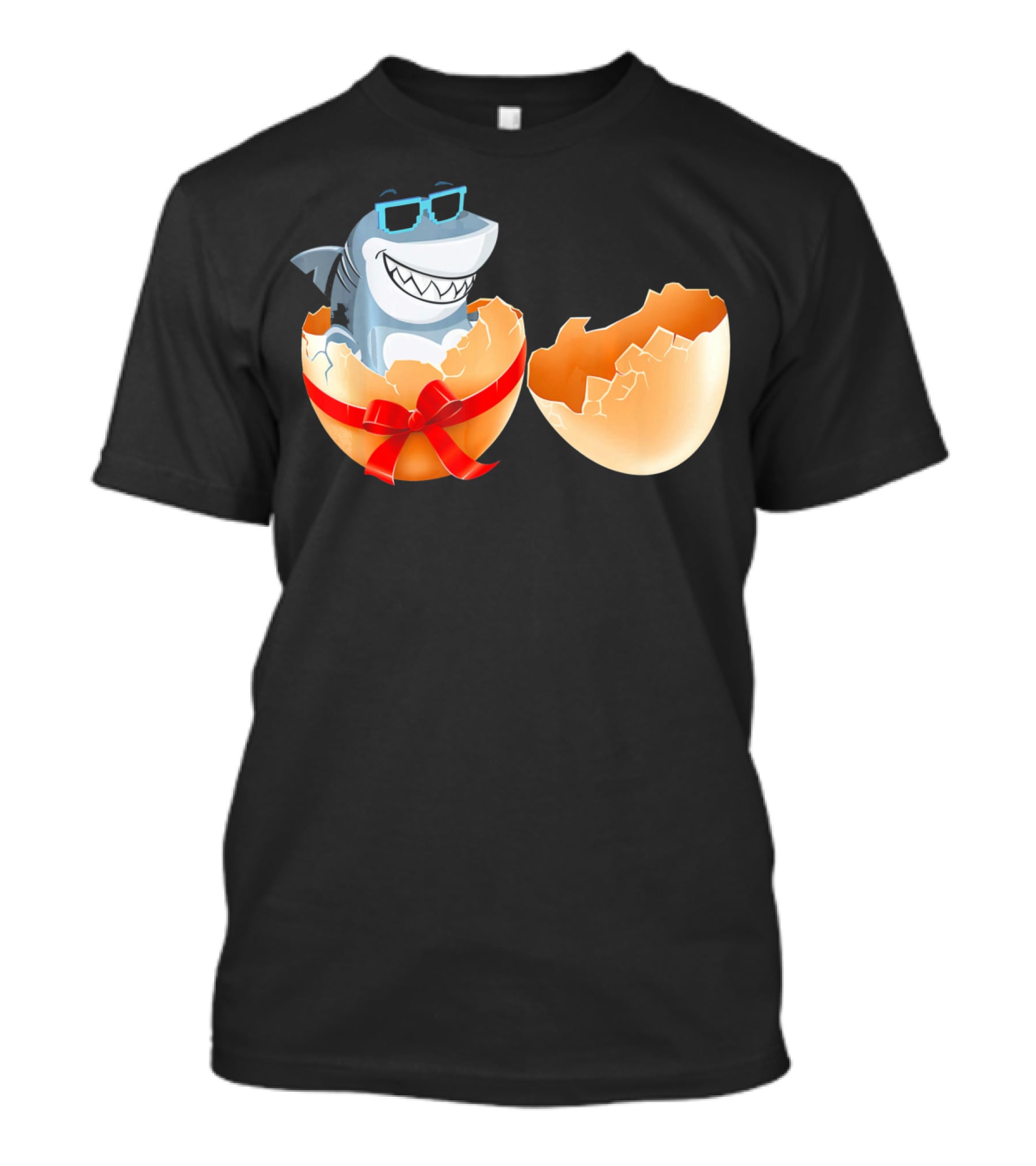 Easter Shark In Sunglasses Hatching From Decorative Egg T-Shirt