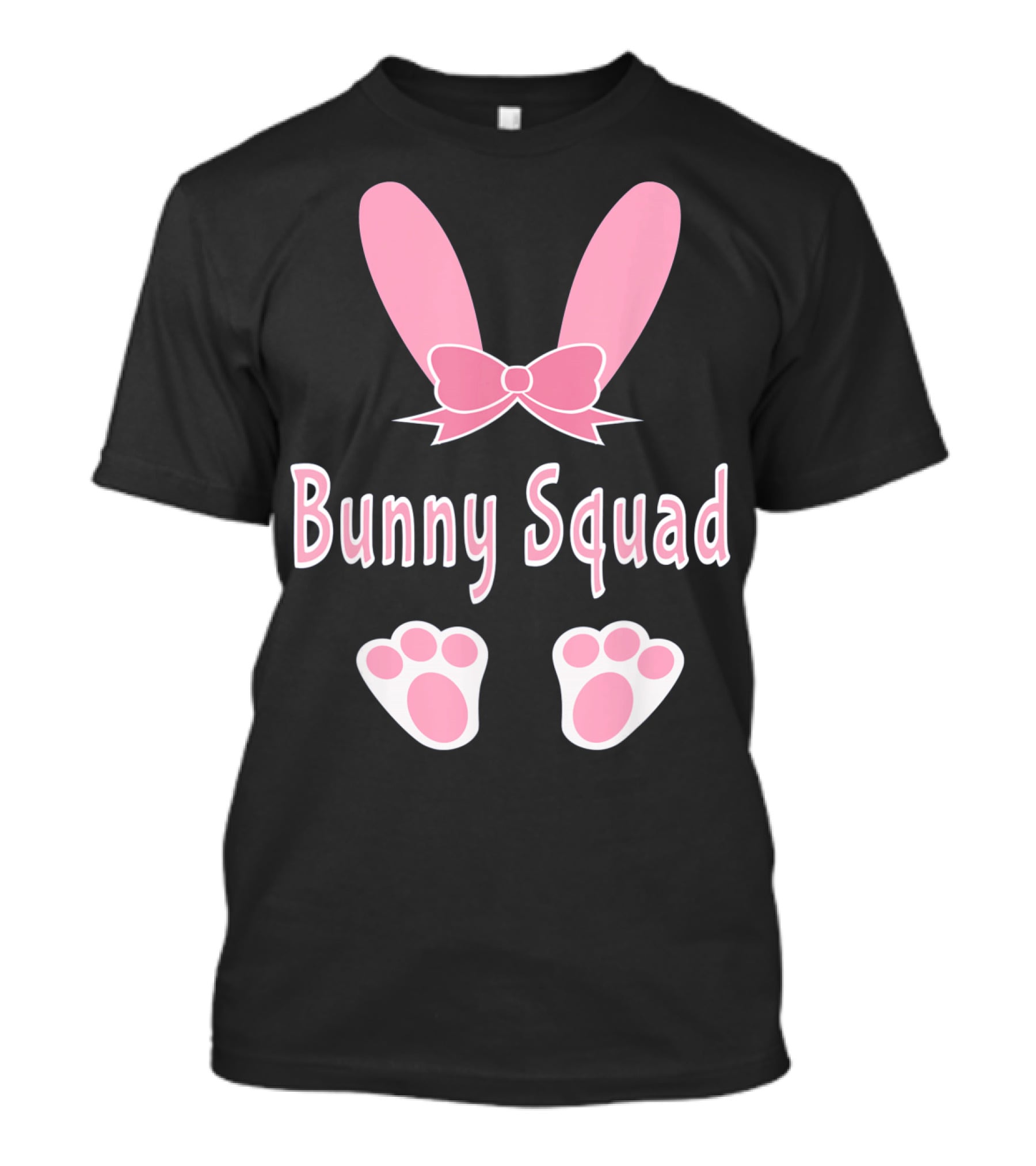 Bunny Squad Cute Bunny Rabbit Ear Bow Paw Prints T-Shirt