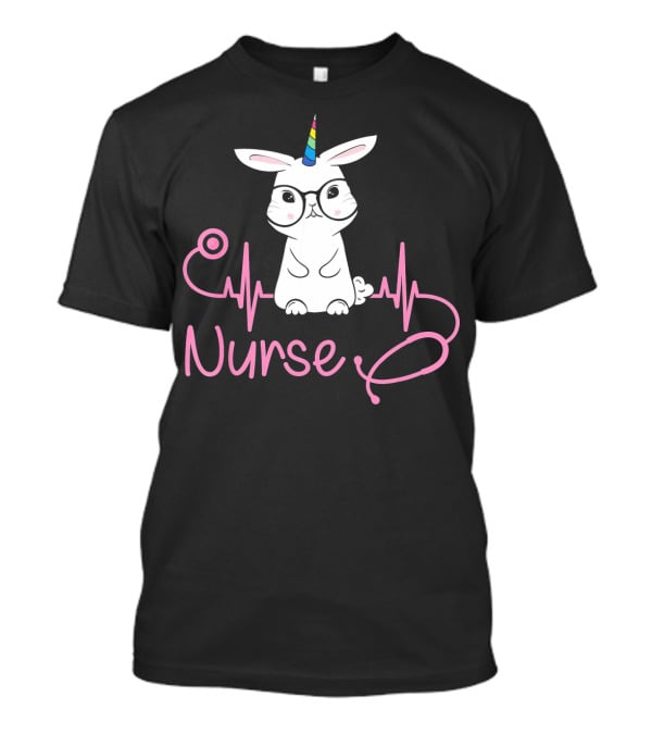 Nurse Unicorn Bunny Stethoscope Heartbeat T-Shirt