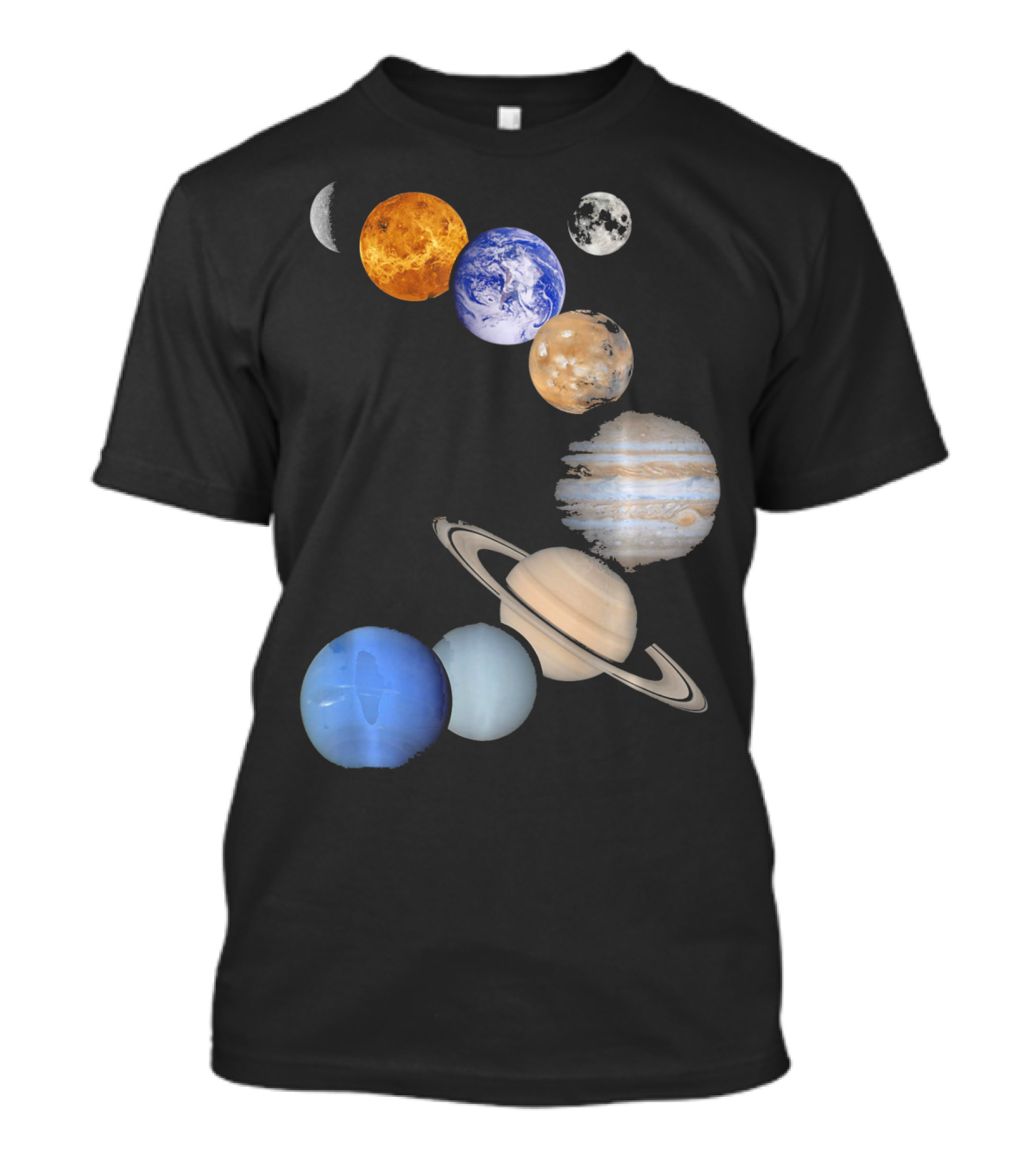 Planet Solar System Earth Moon Sun Mars Jupiter Saturn Neptune Uranus T-Shirt