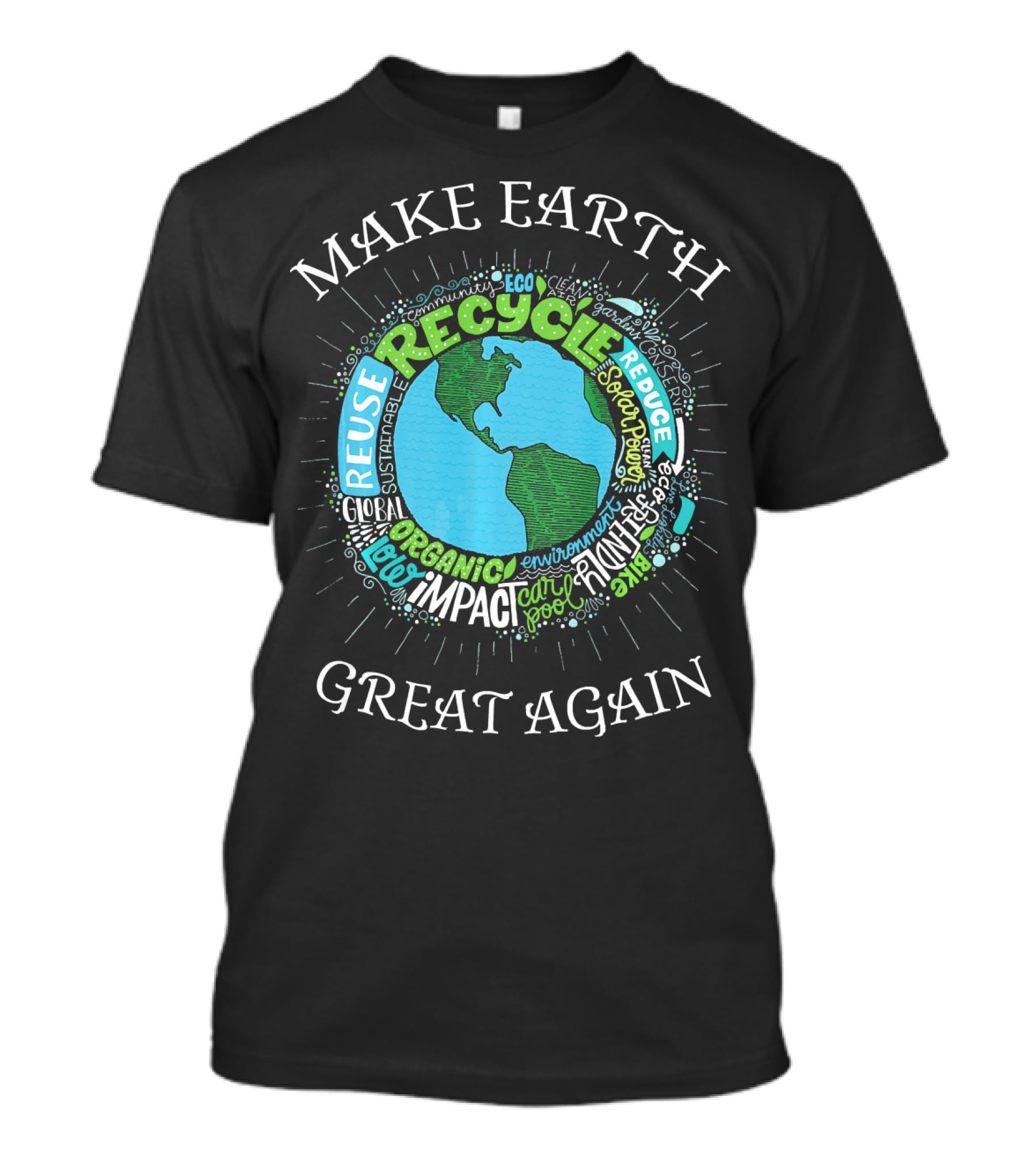 Make Earth Great Again Recycle Reuse Reduce Organic Impact Environment Sustainable Eco T-Shirt