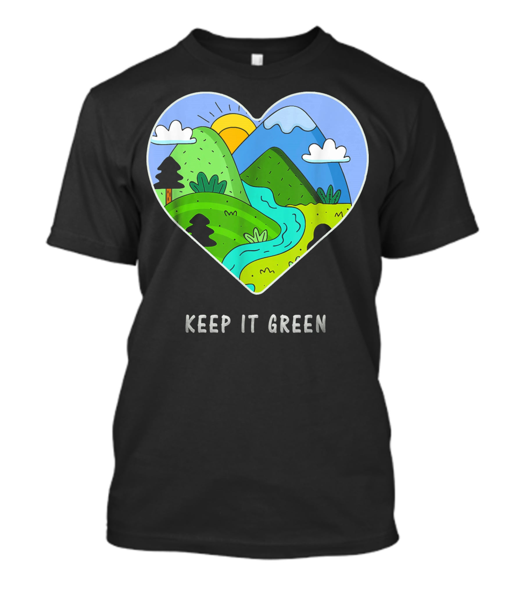 Keep It Green Heart Landscape Nature Scene T-Shirt