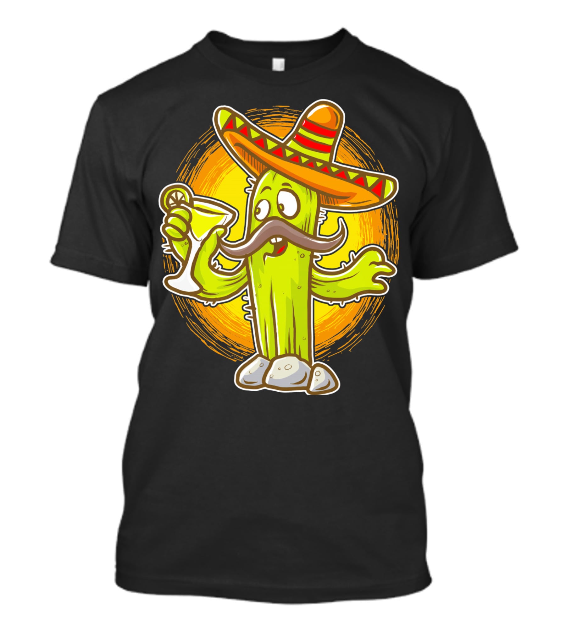 Funny Margarita Cactus Cinco De Mayo Sombrero Mustache Fiesta T-Shirt