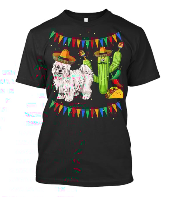 Coton De Tulear Dog Sombrero Mexican Cactus Taco Fiesta T-Shirt