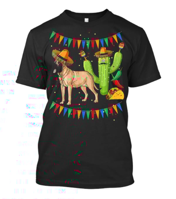 Sombrero Mastiff Dog Cactus Mexico Cinco De Mayo T-Shirt