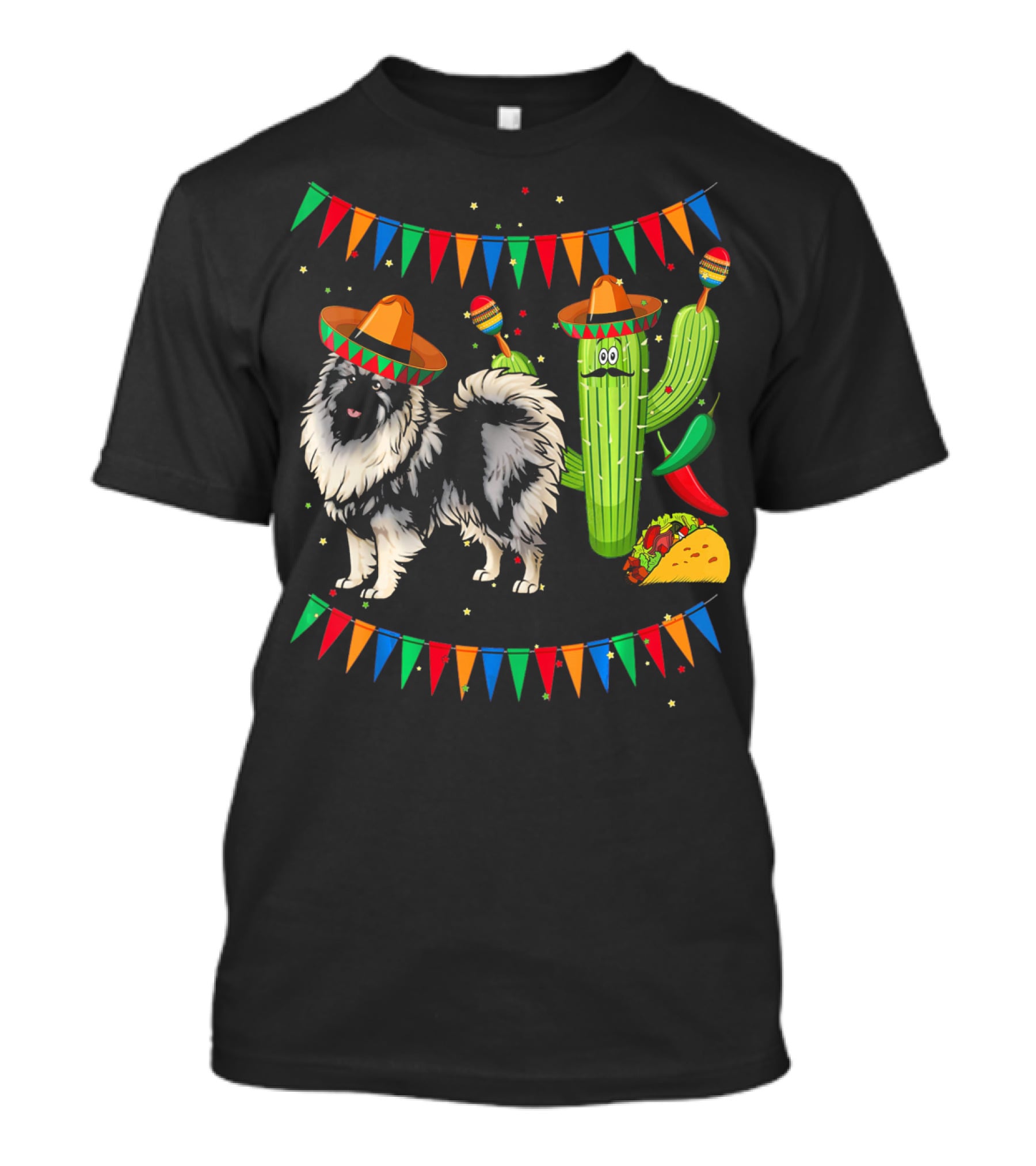 Sombrero Keeshond Dog Cactus Mexico Cinco De Mayo Fiesta T-Shirt