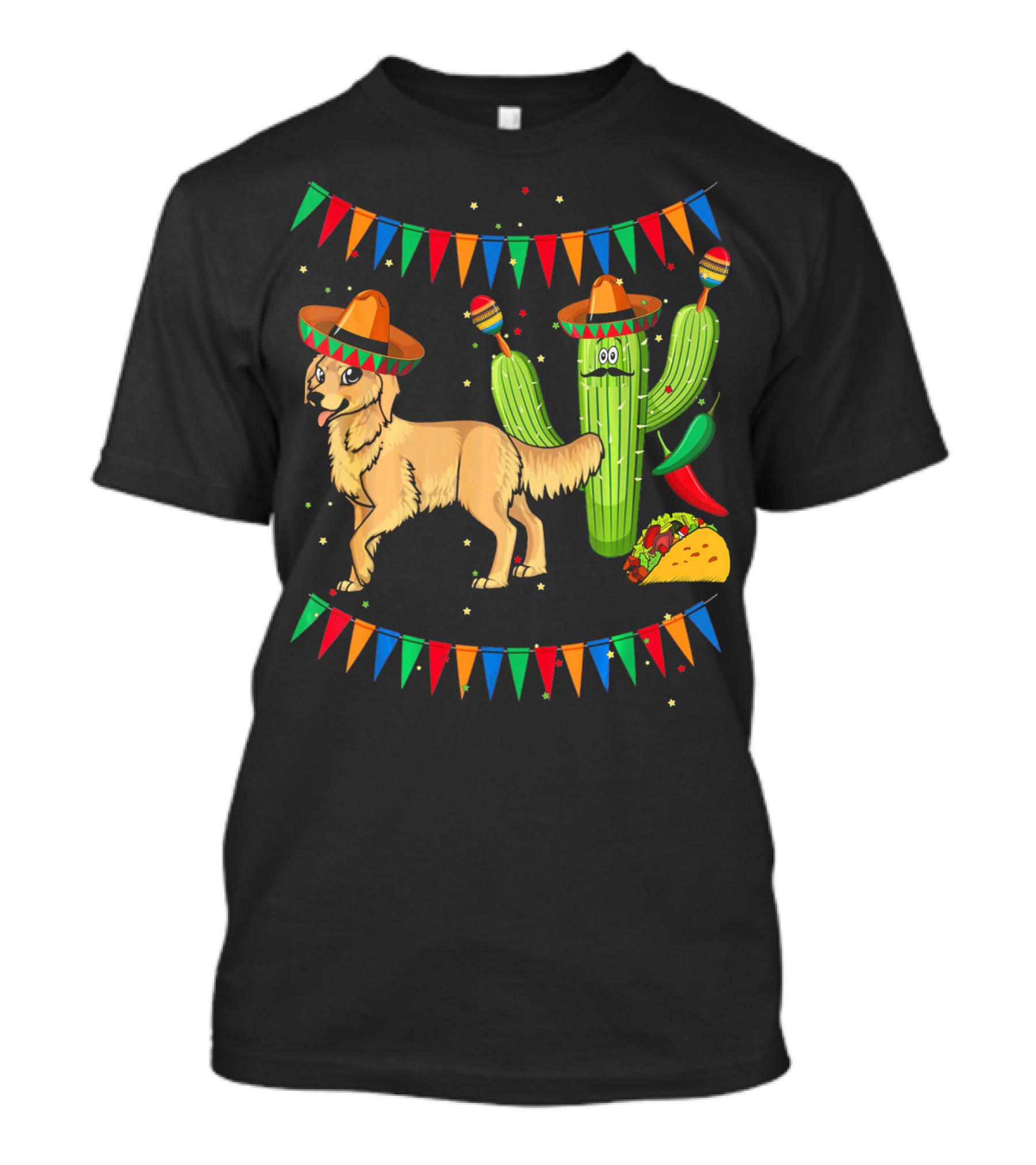 Sombrero Golden Retriever Dog Cactus Taco Fiesta Mexico Iconic T-Shirt