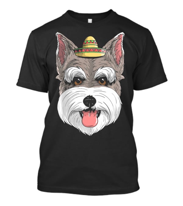 Schnauzer Dog Wearing Sombrero For Cinco De Mayo Fiesta T-Shirt