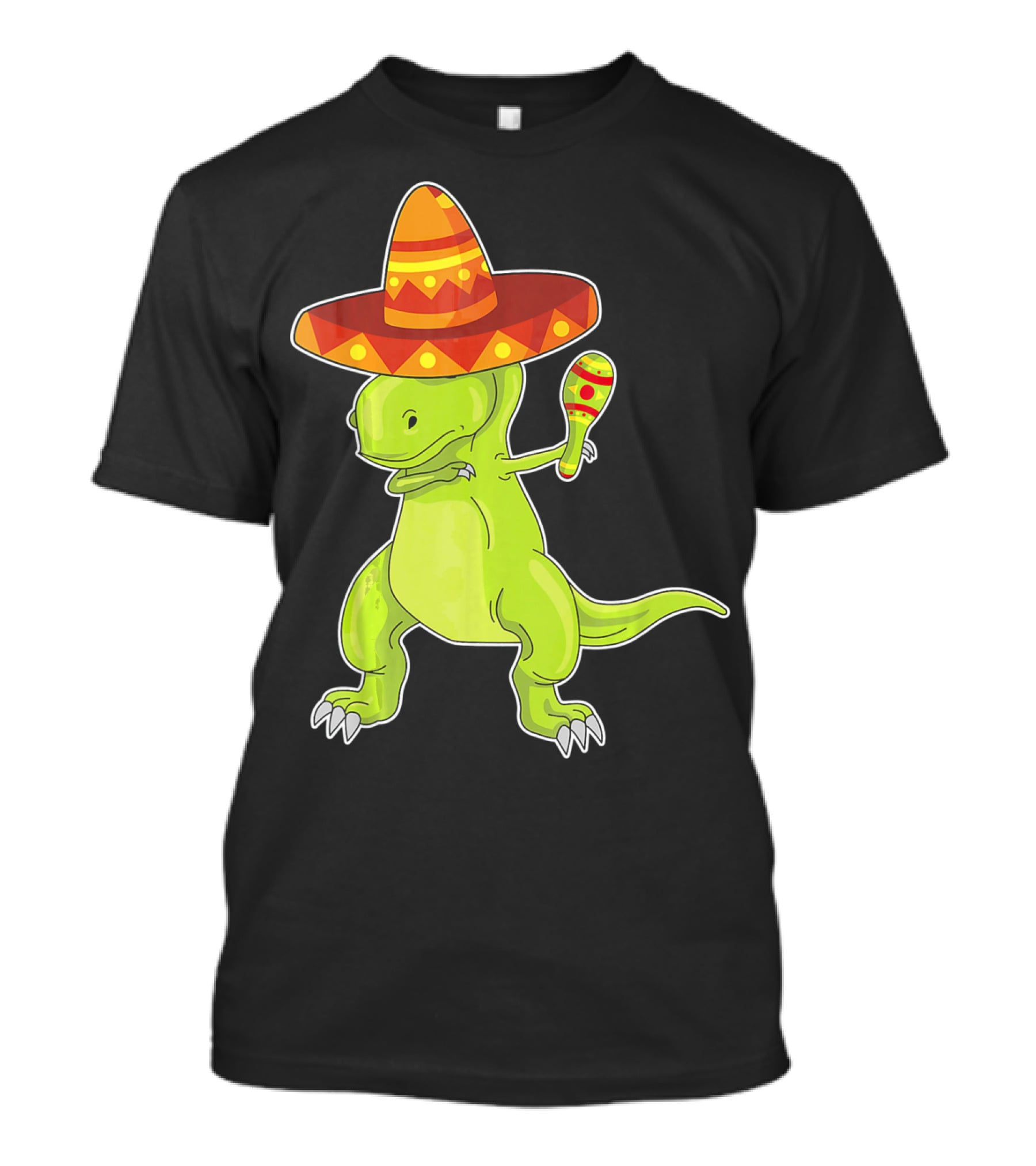Cinco De Mayo Dinosaur Funny Mexican Sombrero Maracas T-Shirt