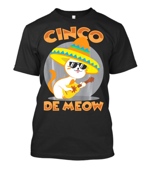 Cinco De Meow Cat Sombrero Guitar Fiesta T-Shirt