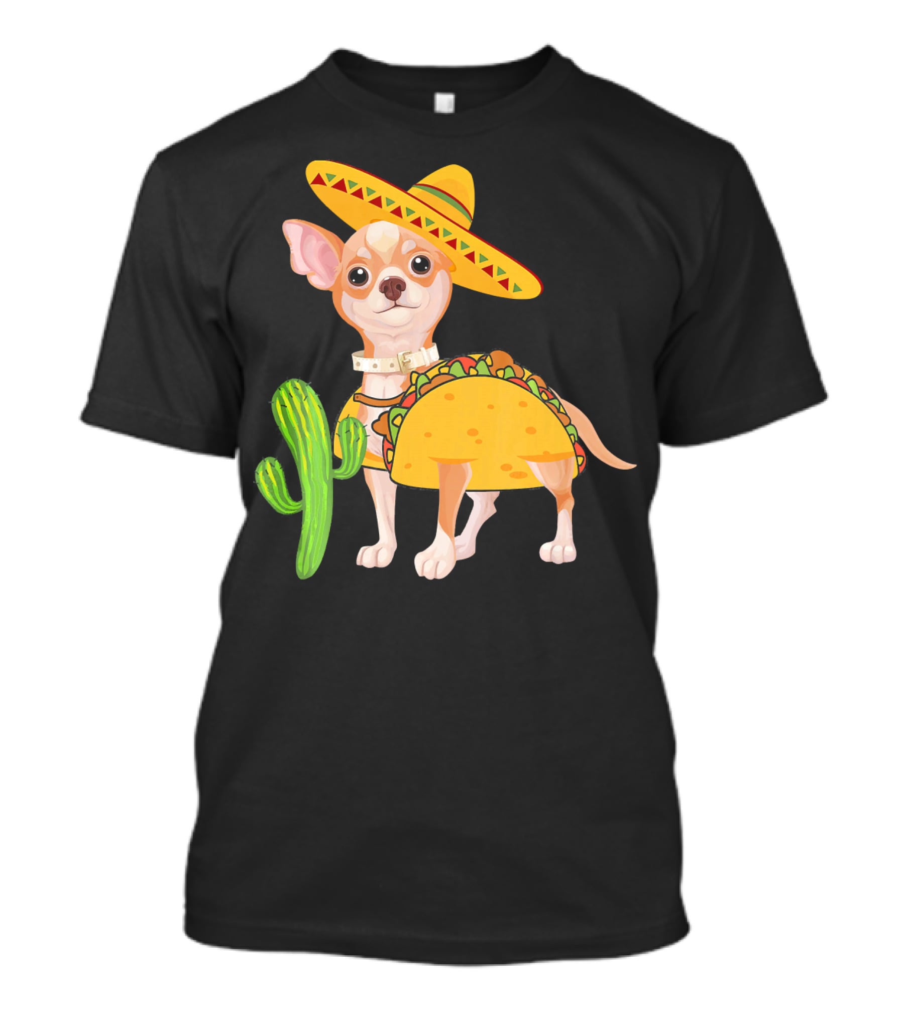 Funny Cinco De Mayo Fiesta Mexican Chihuahua Taco Sombrero Cactus T-Shirt