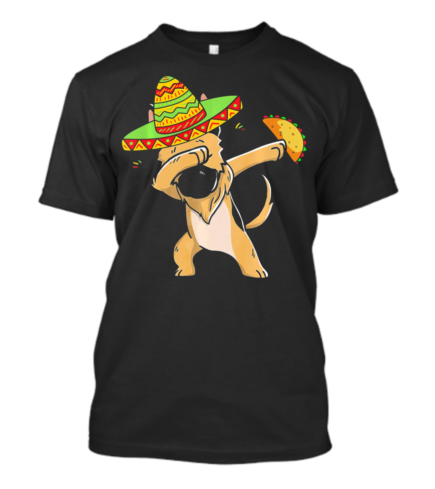 German Shepherd Dabbing With Taco And Sombrero Cinco De Mayo Fun T-Shirt