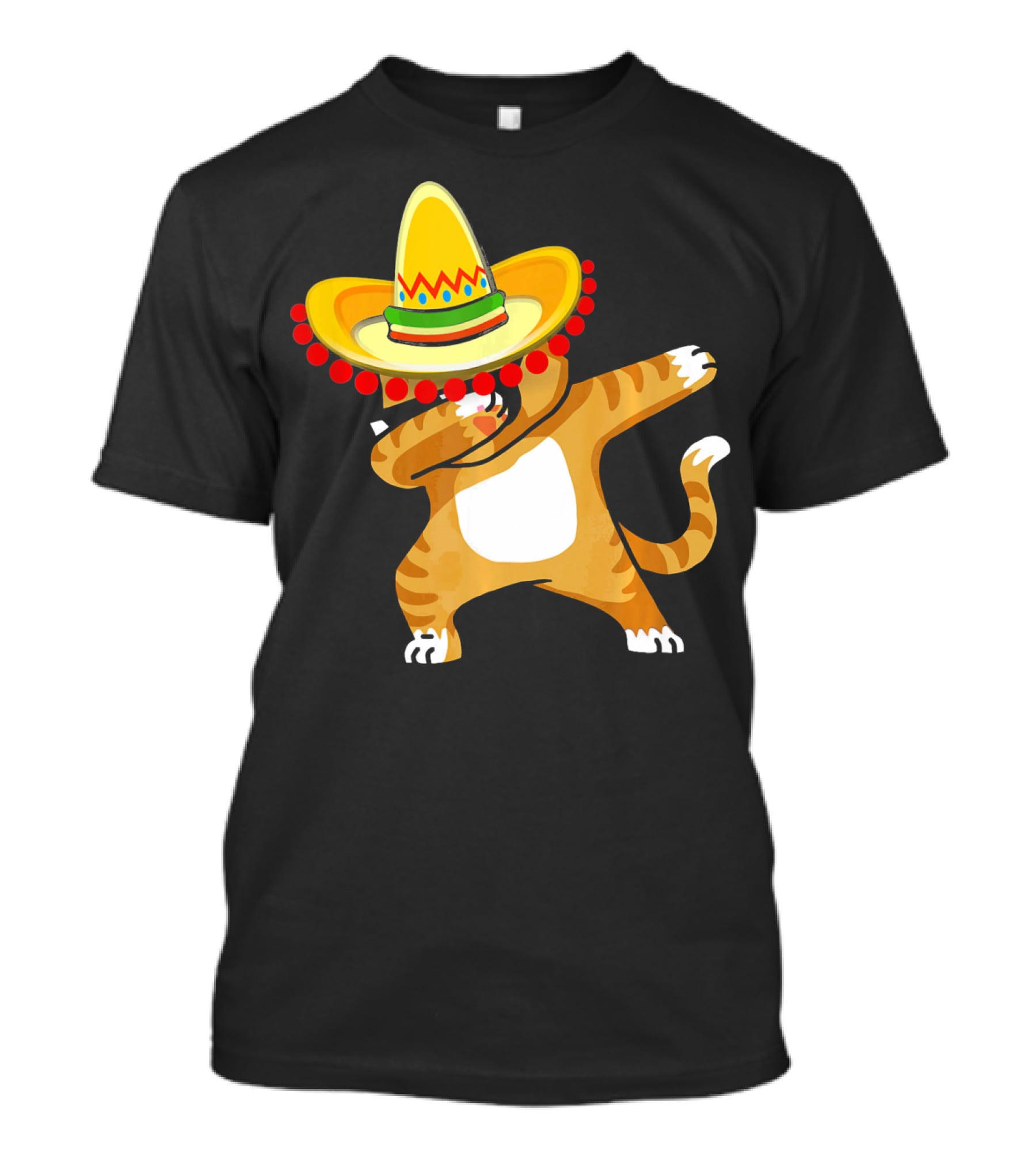 Cinco De Mayo Cat Dabbing Sombrero Fun T-Shirt