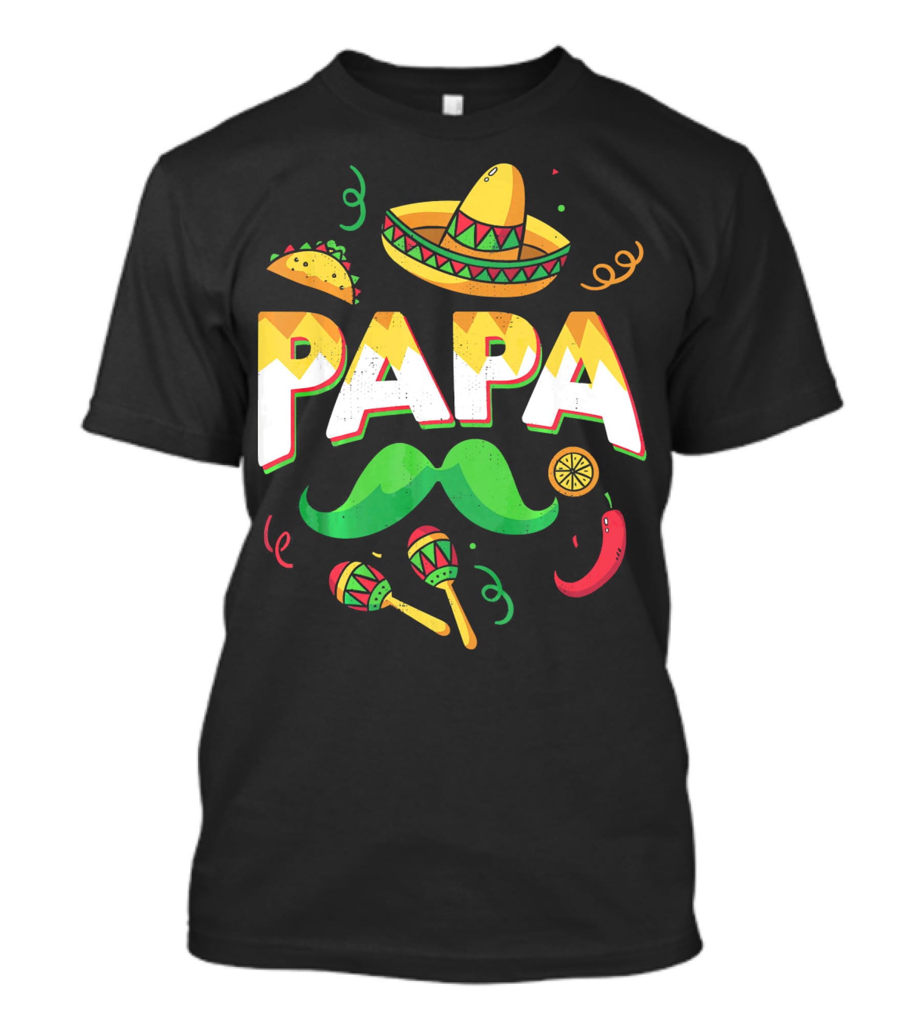 Cinco De Mayo Papa Sombrero Maracas Taco Lime Mustache Chili T-Shirt
