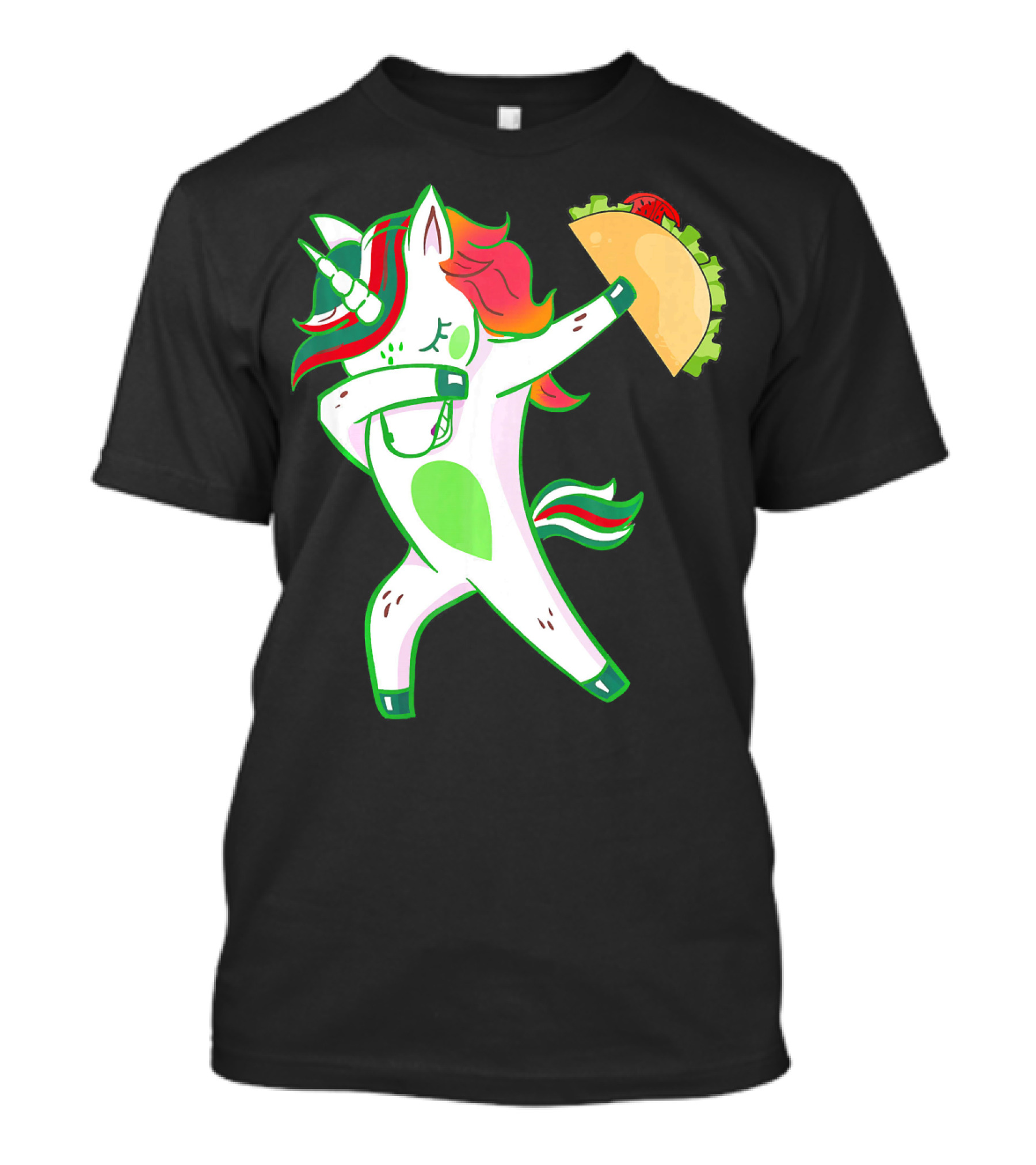 Unicorn Dabbing With Taco And Food Fun T-Shirt