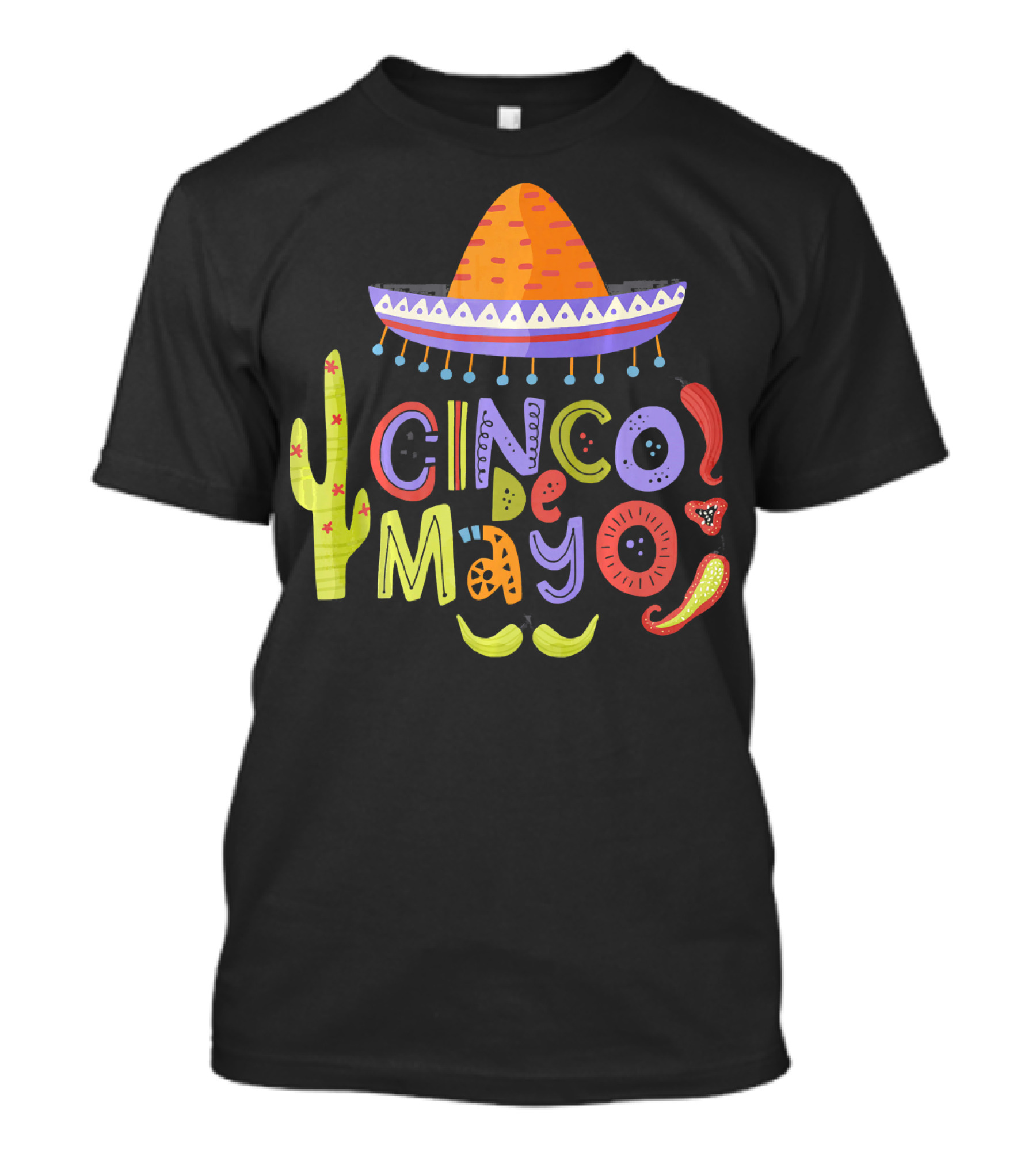 Cinco De Mayo Sombrero Fiesta With Cactus And Chiles T-Shirt