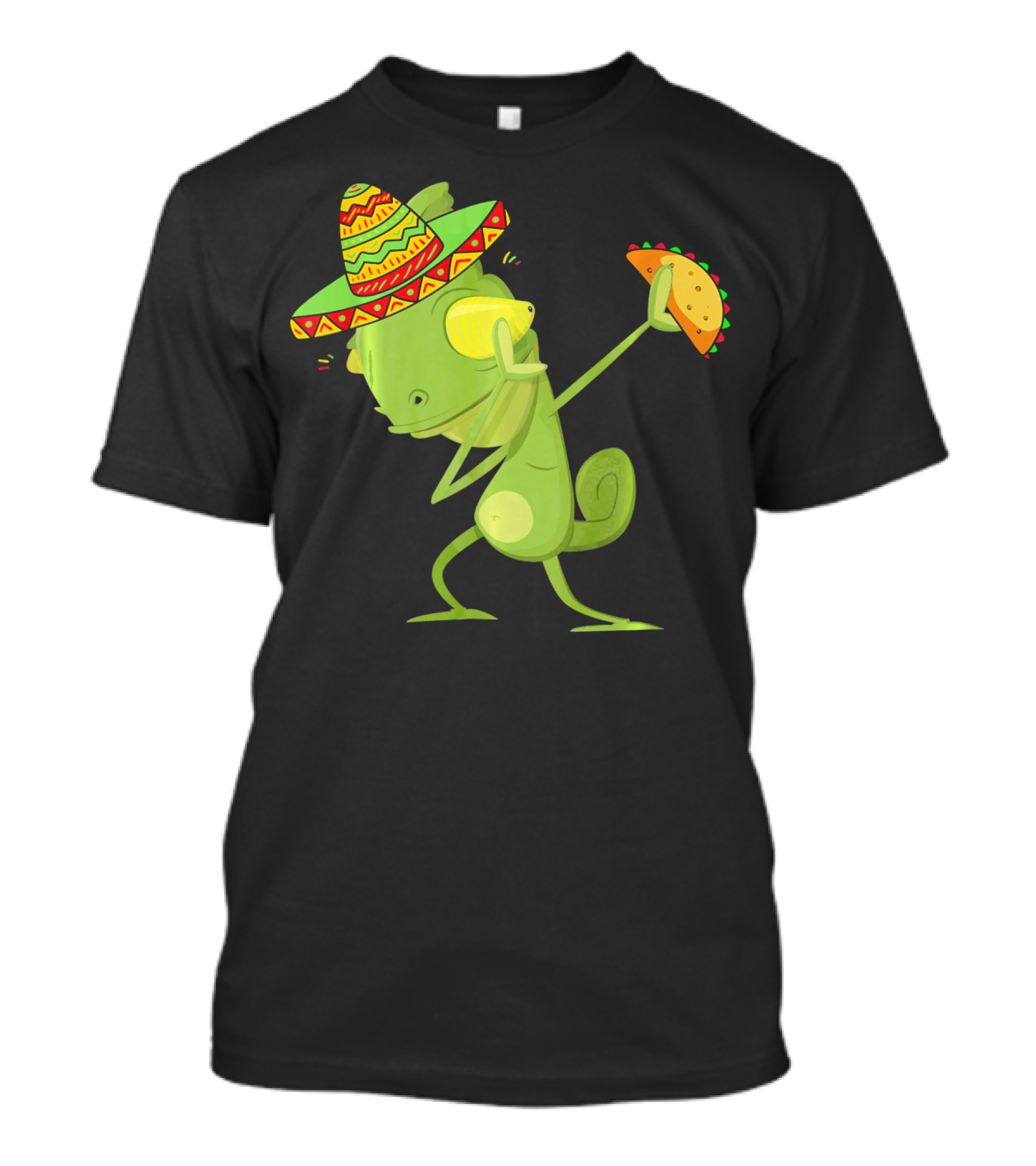 Funny Lizard Dabbing Sombrero Taco Cinco De Mayo T-Shirt