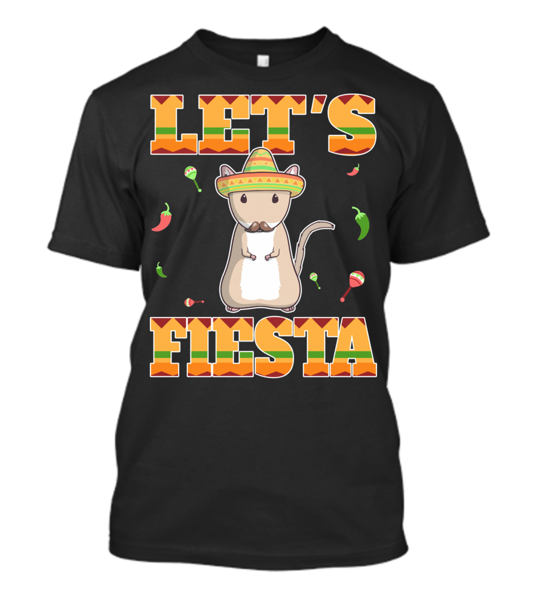 Let's Fiesta Gerbil Sombrero Peppers Maracas Mexican Cinco De Mayo T-Shirt