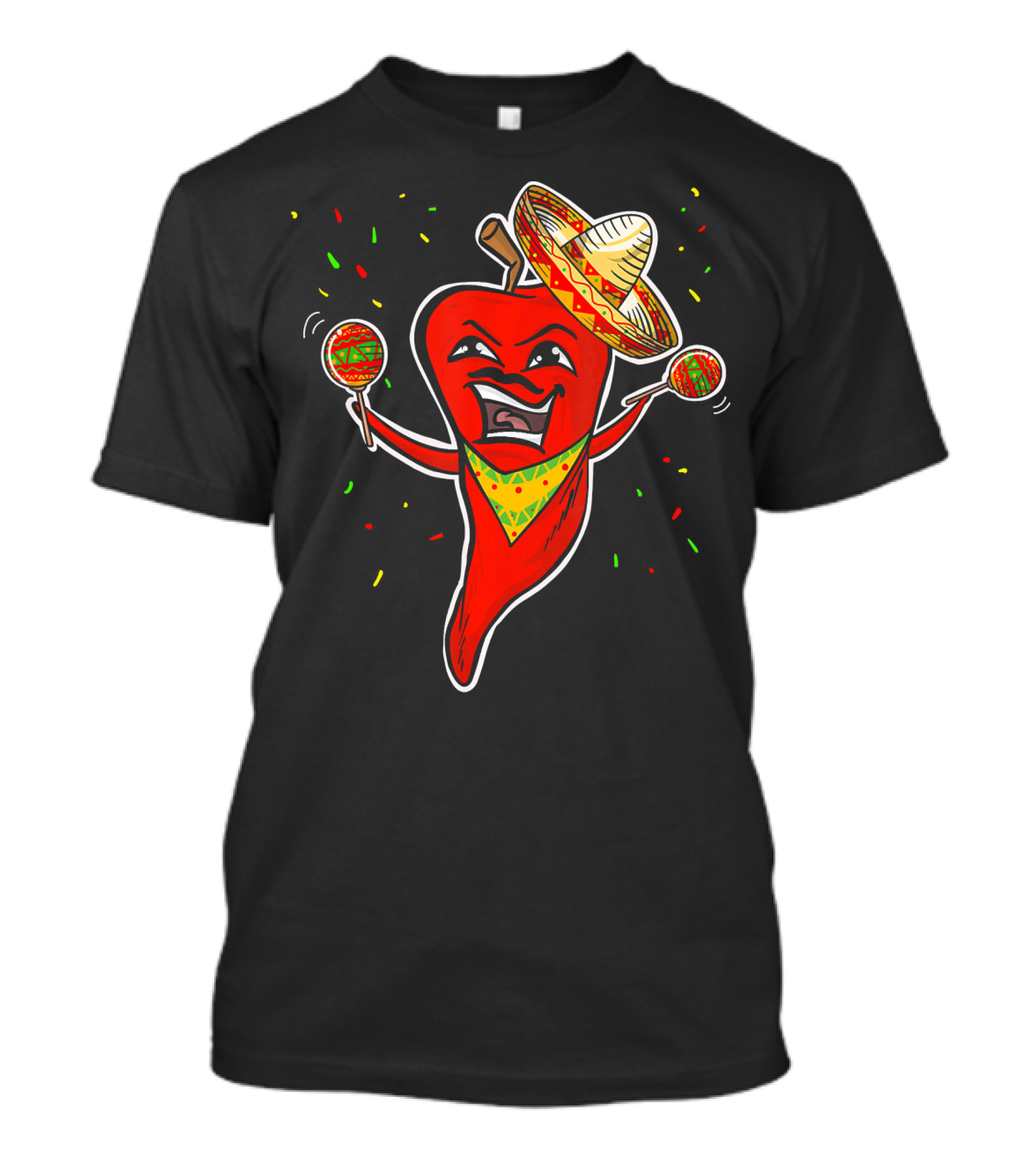 Red Pepper Sombrero Maracas Fiesta Cinco De Mayo T-Shirt