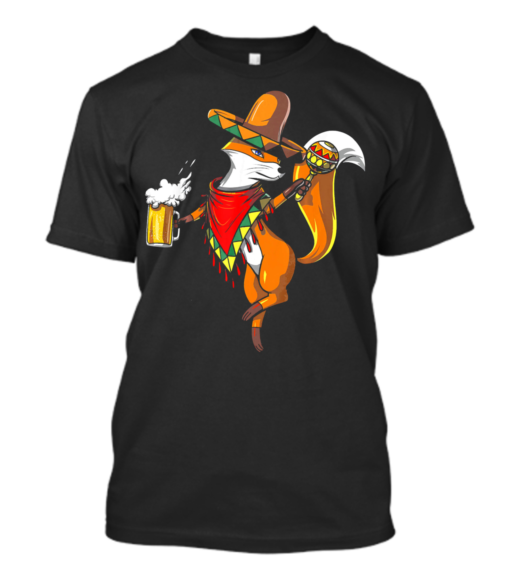 Fox Cinco De Mayo Sombrero Fiesta Beer Fox T-Shirt