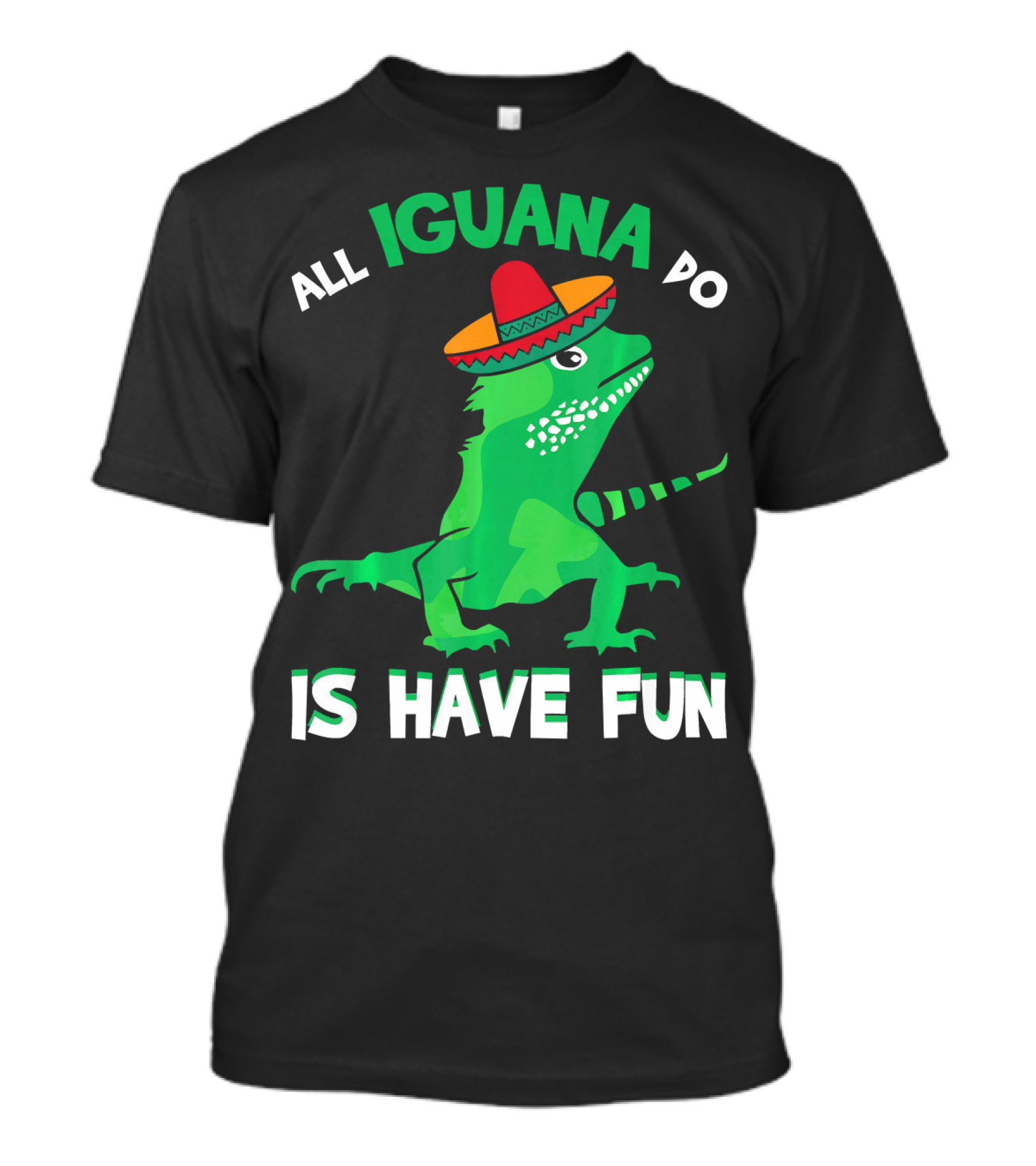 All Iguana Do Is Have Fun Iguana Wearing Sombrero Cinco De Mayo T-Shirt