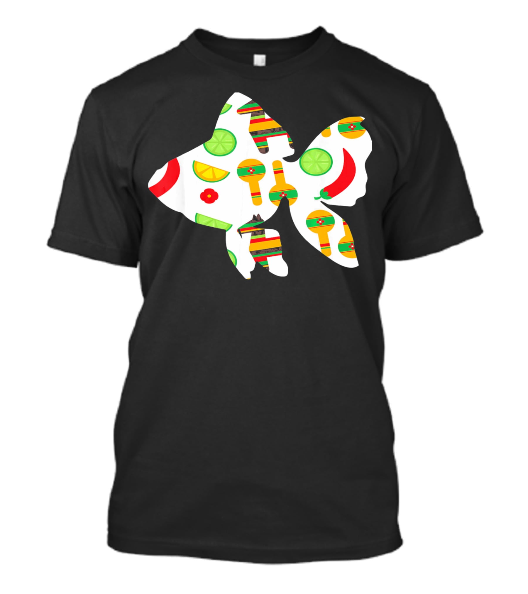 Funny Fish With Cinco De Mayo Maracas And Chili Peppers T-Shirt