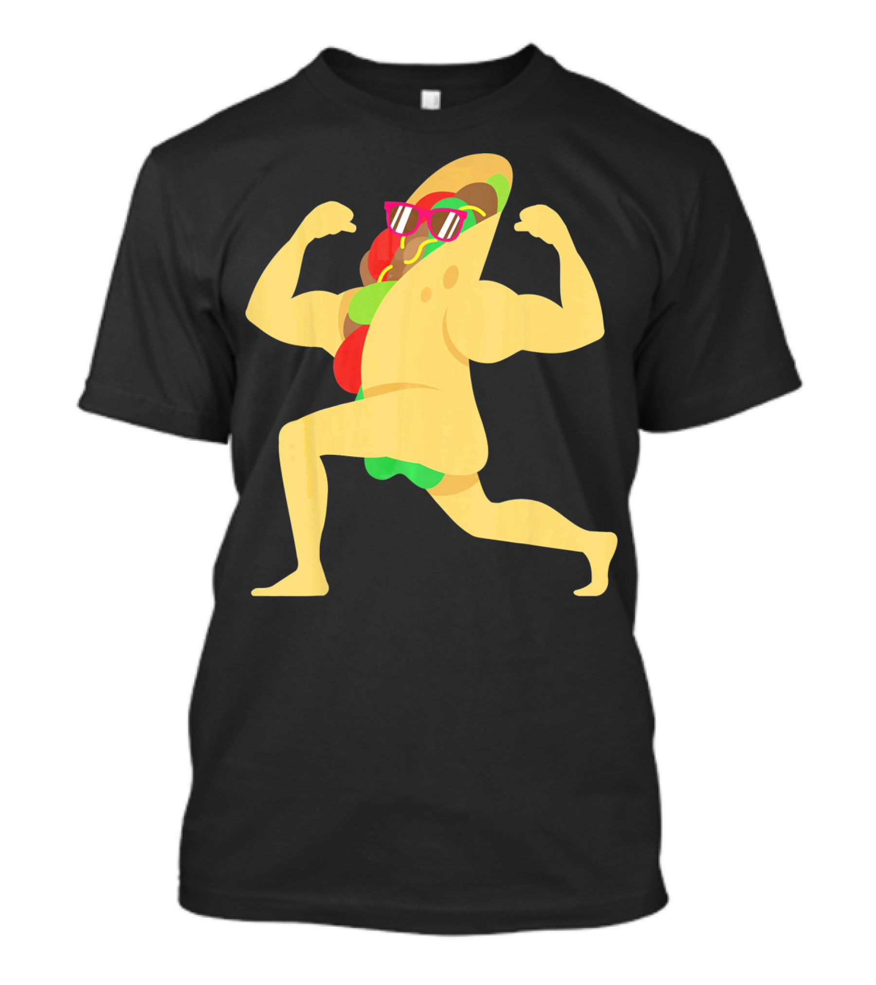 Muscle Beach Taco Funny Mexican Cinco De Mayo Flexing Bodybuilder T-Shirt